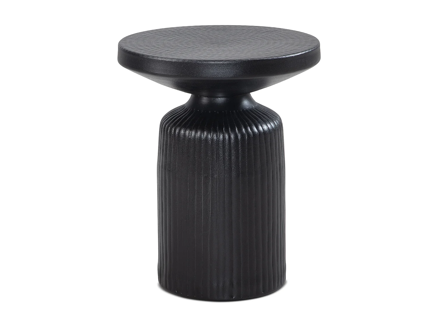 bijzettafel 40x40x50 cm metaal zwart bijzettafel rond | Gehamerd woonkamertafel golfpatroon | Banktafel aluminium lattenlook | Kleine tafel woonkamer modern