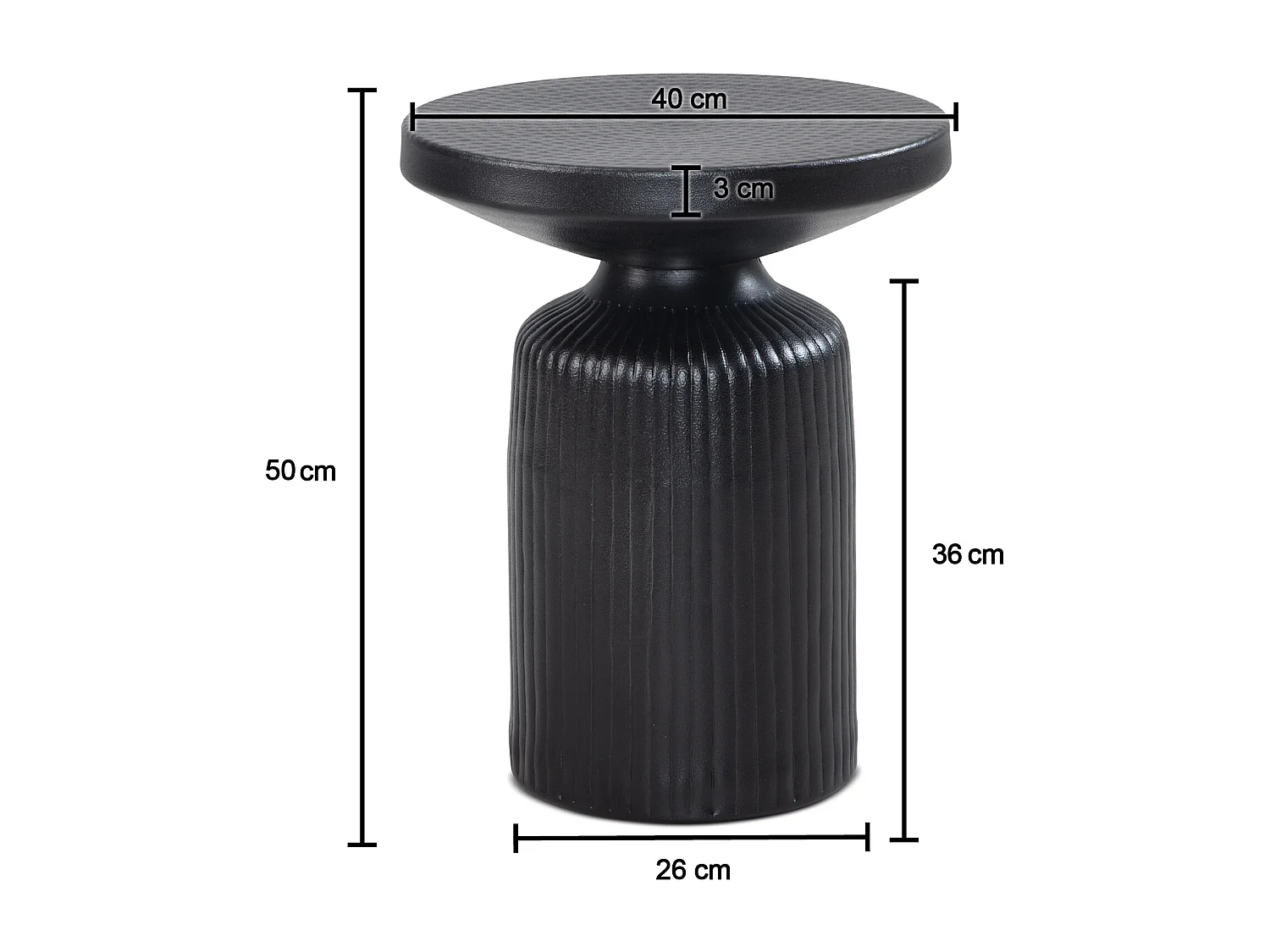table d'appoint 40x40x50 cm métal noir table d'appoint ronde | Modèle de vague de table de salon