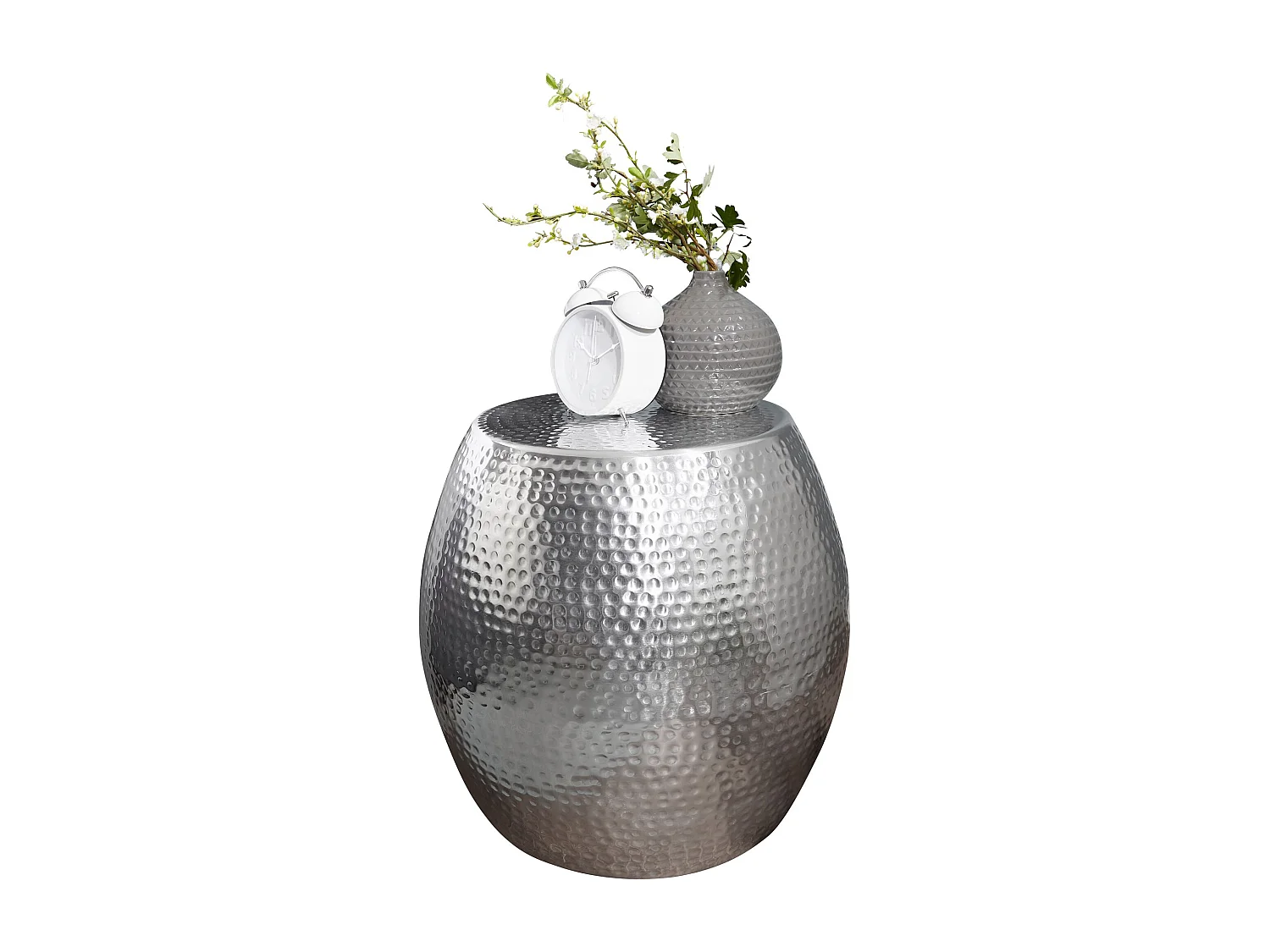 table d'appoint PETRO 42 x 42 x 42 cm table en aluminium argent oriental rond | Table de