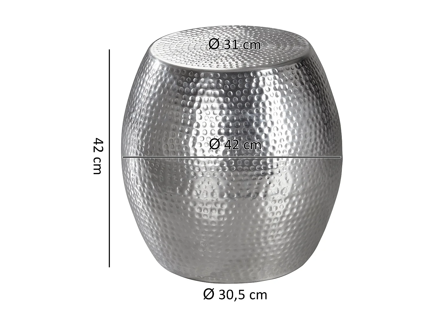 table d'appoint PETRO 42 x 42 x 42 cm table en aluminium argent oriental rond | Table de