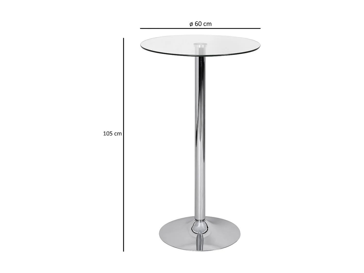 table de bar 60x60x105 cm table de bar ronde table de bistro en verre de sécurité argent | Table