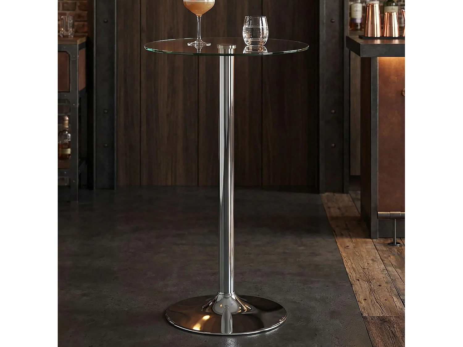 bartafel 60x60x105 cm ronde bartafel veiligheidsglas