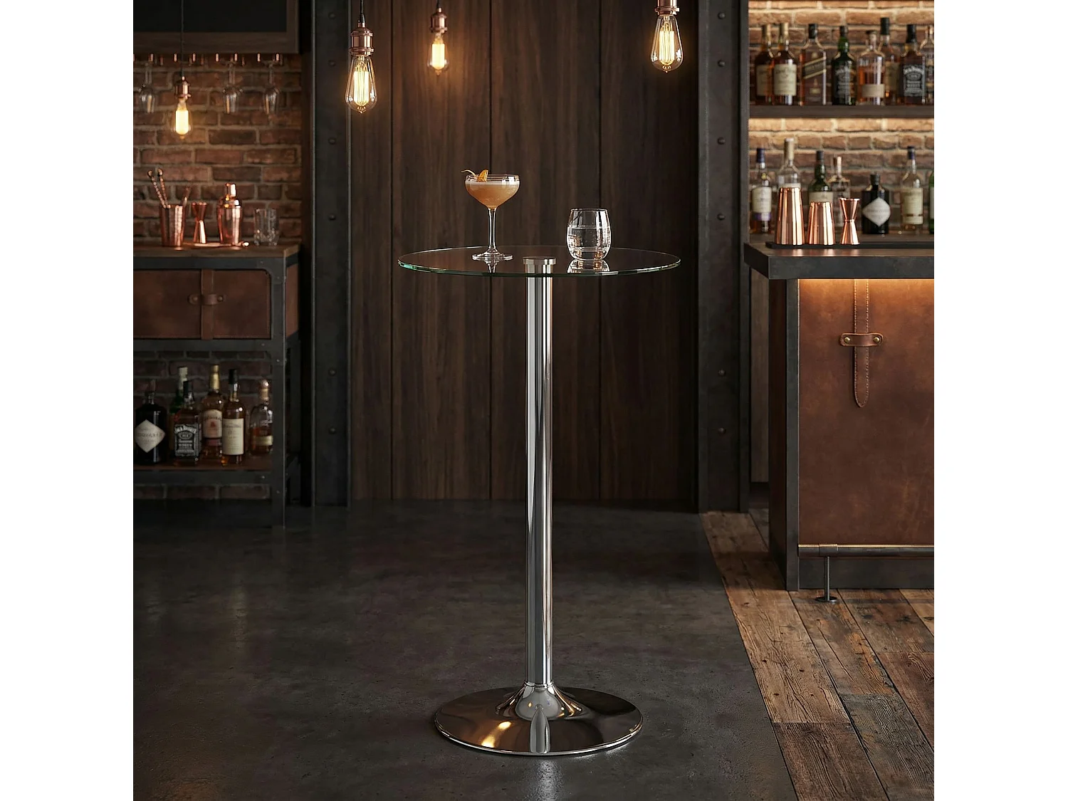 bartafel 60x60x105 cm ronde bartafel veiligheidsglas