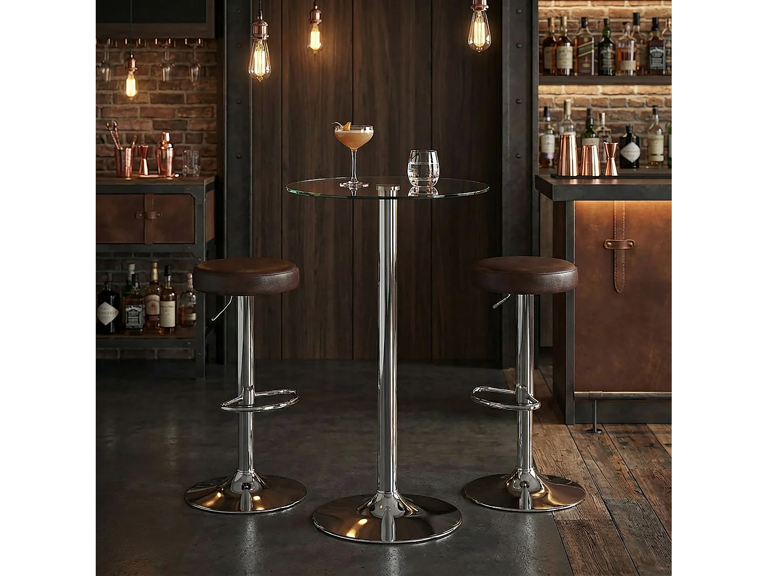 bartafel 60x60x105 cm ronde bartafel veiligheidsglas