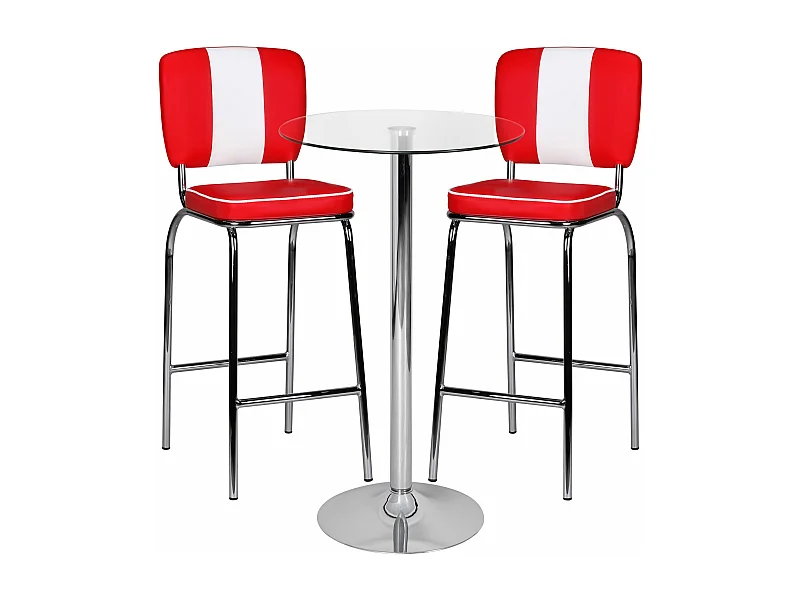 Sky Style - Zamora II Bartafel- Sta tafel- Zilver - Veiligheidsglas tafelblad