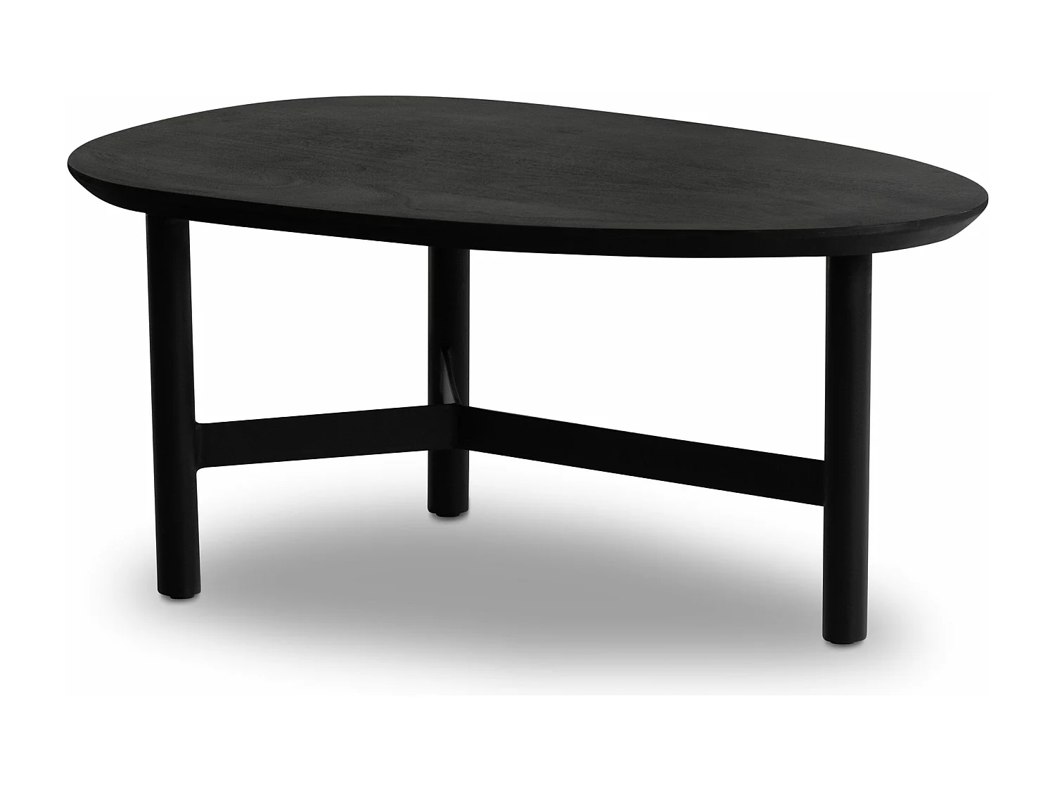 salontafel 86x50x37 cm mango massief hout / metaal zwarte salontafel | Design woonkamertafel niervorm | Driepoot salontafel woonkamer modern