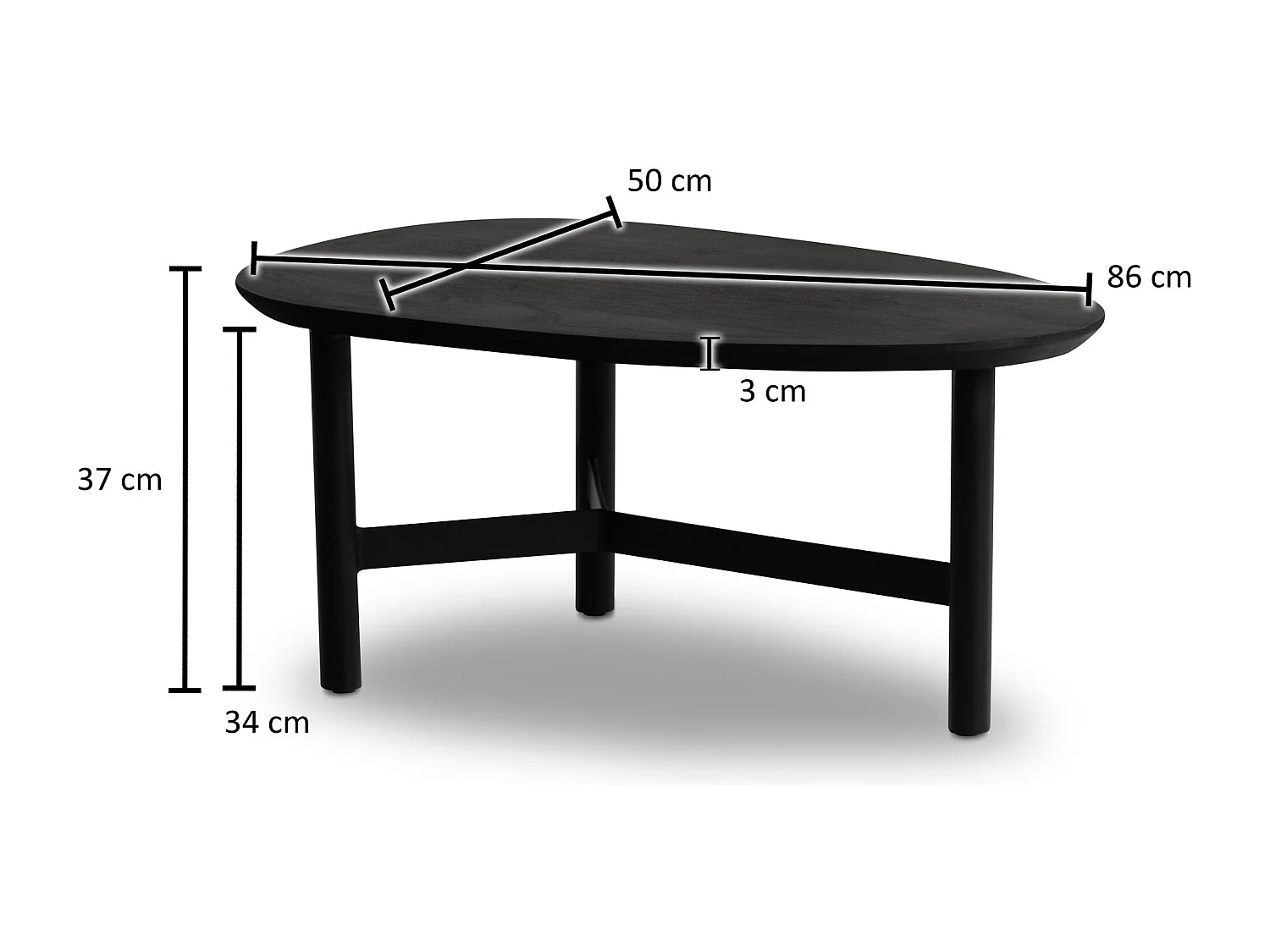 Salontafel - Mango hout zwart 86x50x37 cm - Uniek handgemaakt design