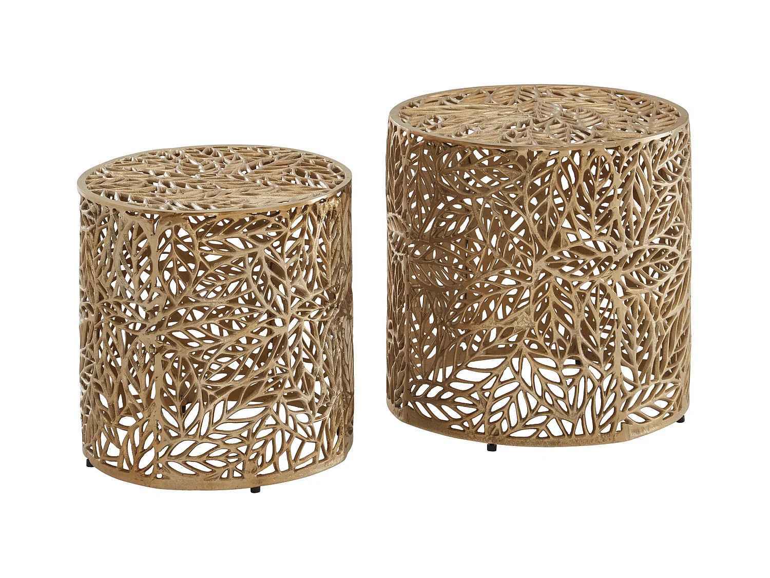 Tafel Set Metaal Salontafel Set van 2 Rond Goud Aluminium | Tafel Woonkamer Bijzettafel | Moderne Nesttafel Metalen Tafel
