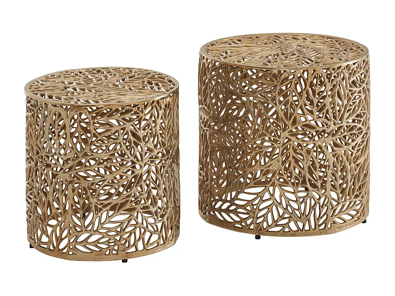 Tafel Set Metaal Salontafel Set van 2 Rond Goud Aluminium | Tafel Woonkamer Bijzettafel | Moderne Nesttafel Metalen Tafel