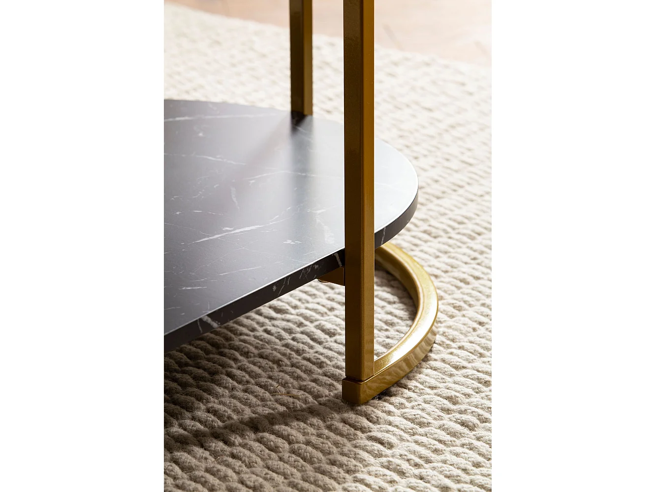 Couchtisch 100x60x45 cm Schwarz mit Marmor Optik, Design Wohnzimmertisch Rechteckig, Lounge