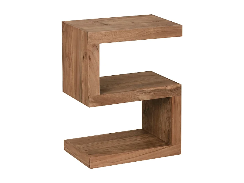 bijzettafel MUMBAI massief houten acacia S Cube 60 cm hoge salontafel design bruine salontafel in landelijke stijl