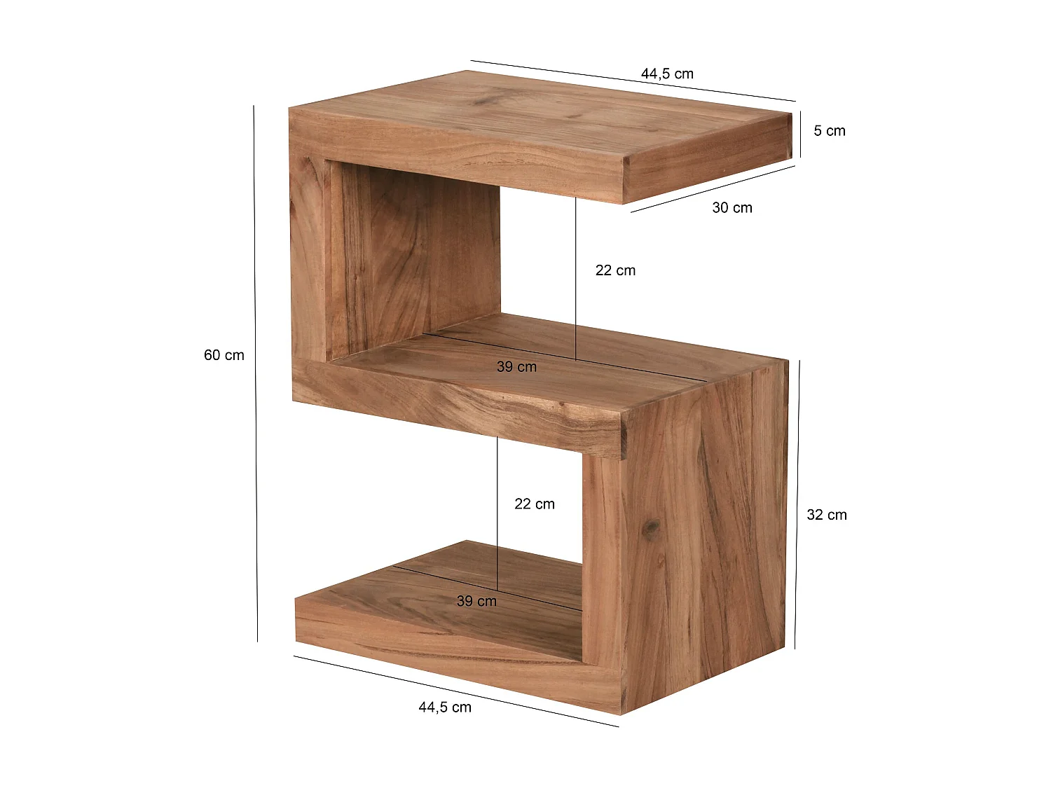 bijzettafel MUMBAI massief houten acacia S Cube 60 cm hoge salontafel design bruine salontafel in landelijke stijl