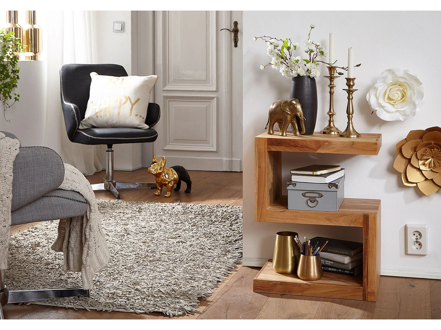 table d'appoint MUMBAI en bois massif d'acacia S Cube 60