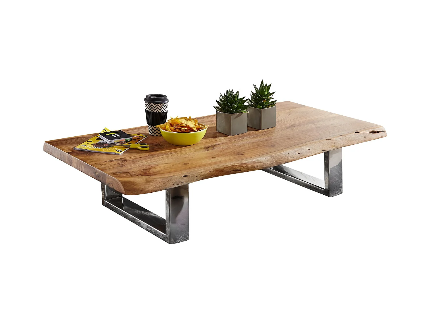 Salontafel ASURA - Acacia massief hout bruin 115 x 25 x 58 cm - Uniek handgemaakt