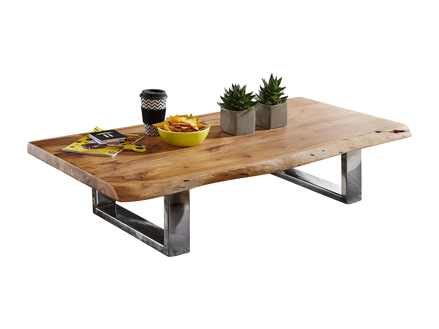 Salontafel ASURA - Acacia massief hout bruin 115 x 25 x 58 cm - Uniek handgemaakt