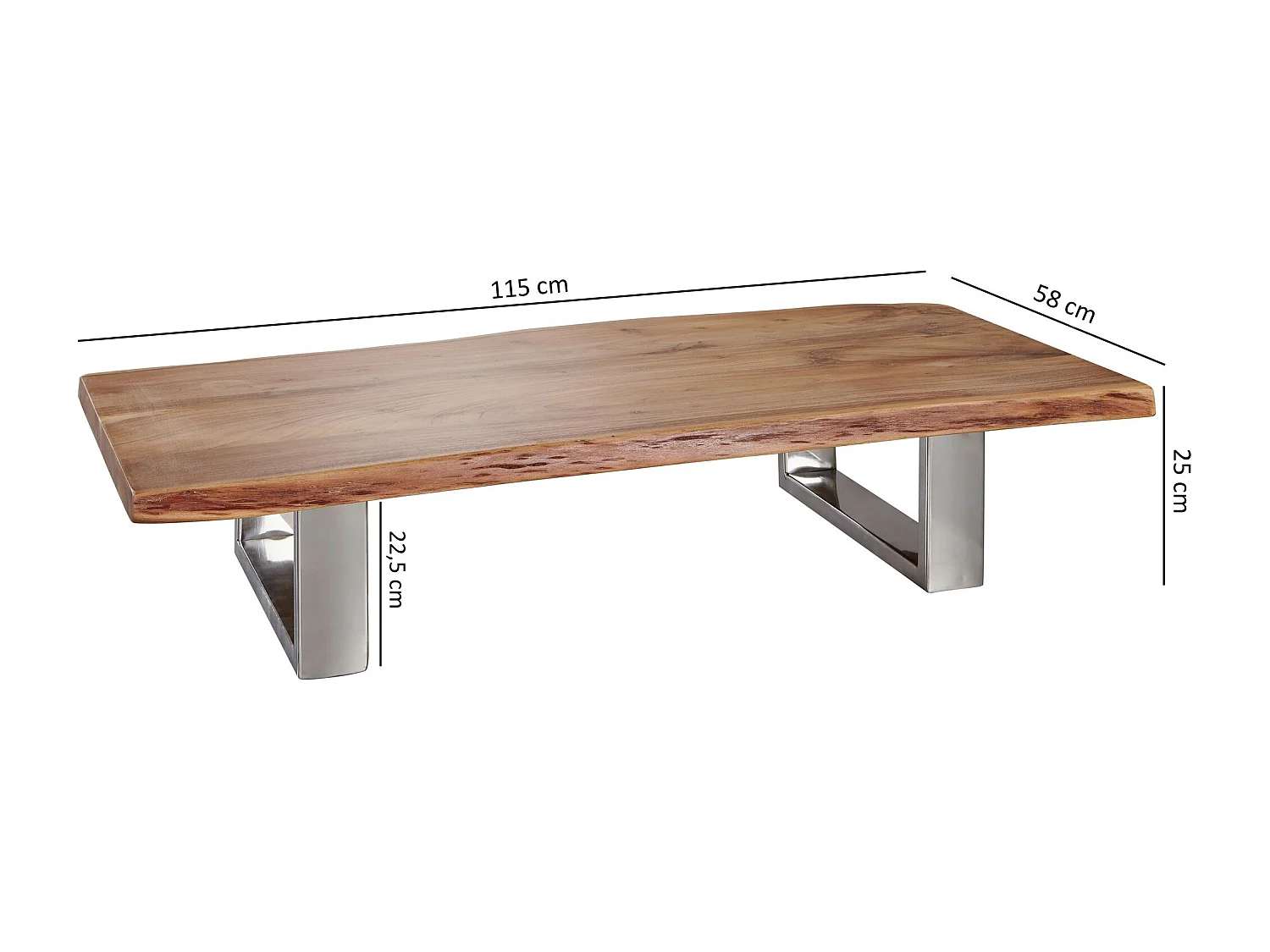 Salontafel ASURA - Acacia massief hout bruin 115 x 25 x 58 cm - Uniek handgemaakt