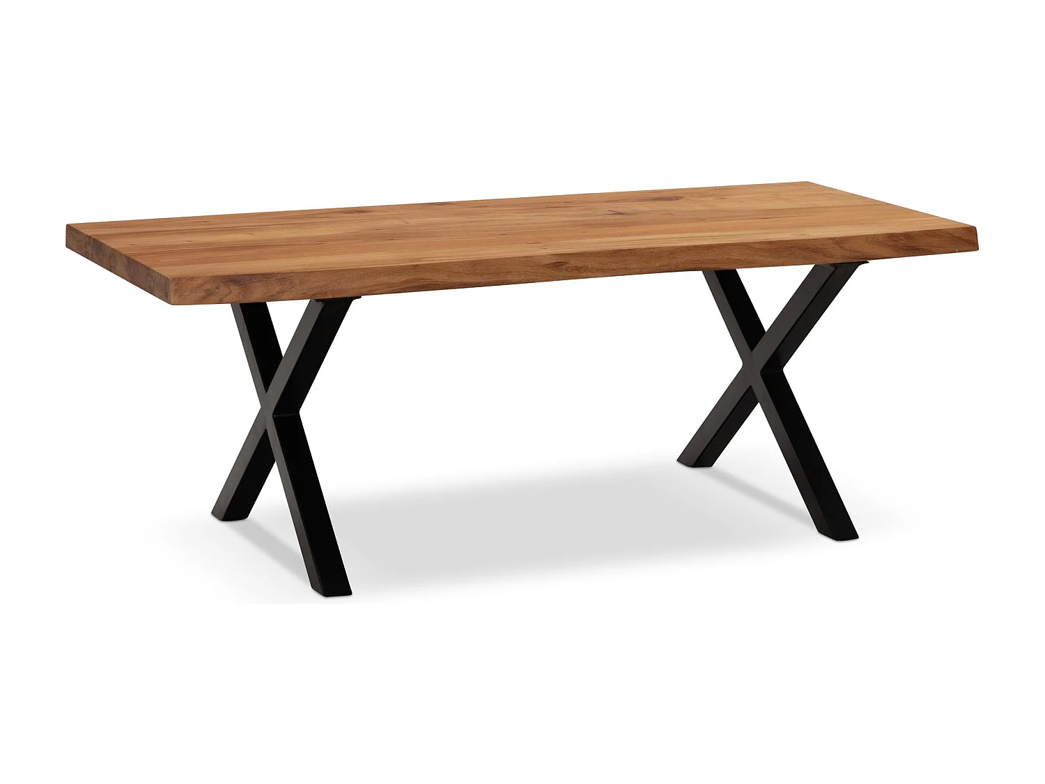 Couchtisch 120x60x46 cm Akazie Massivholz / Metall Baumkante, Design Wohnzimmertisch Rechteckig,