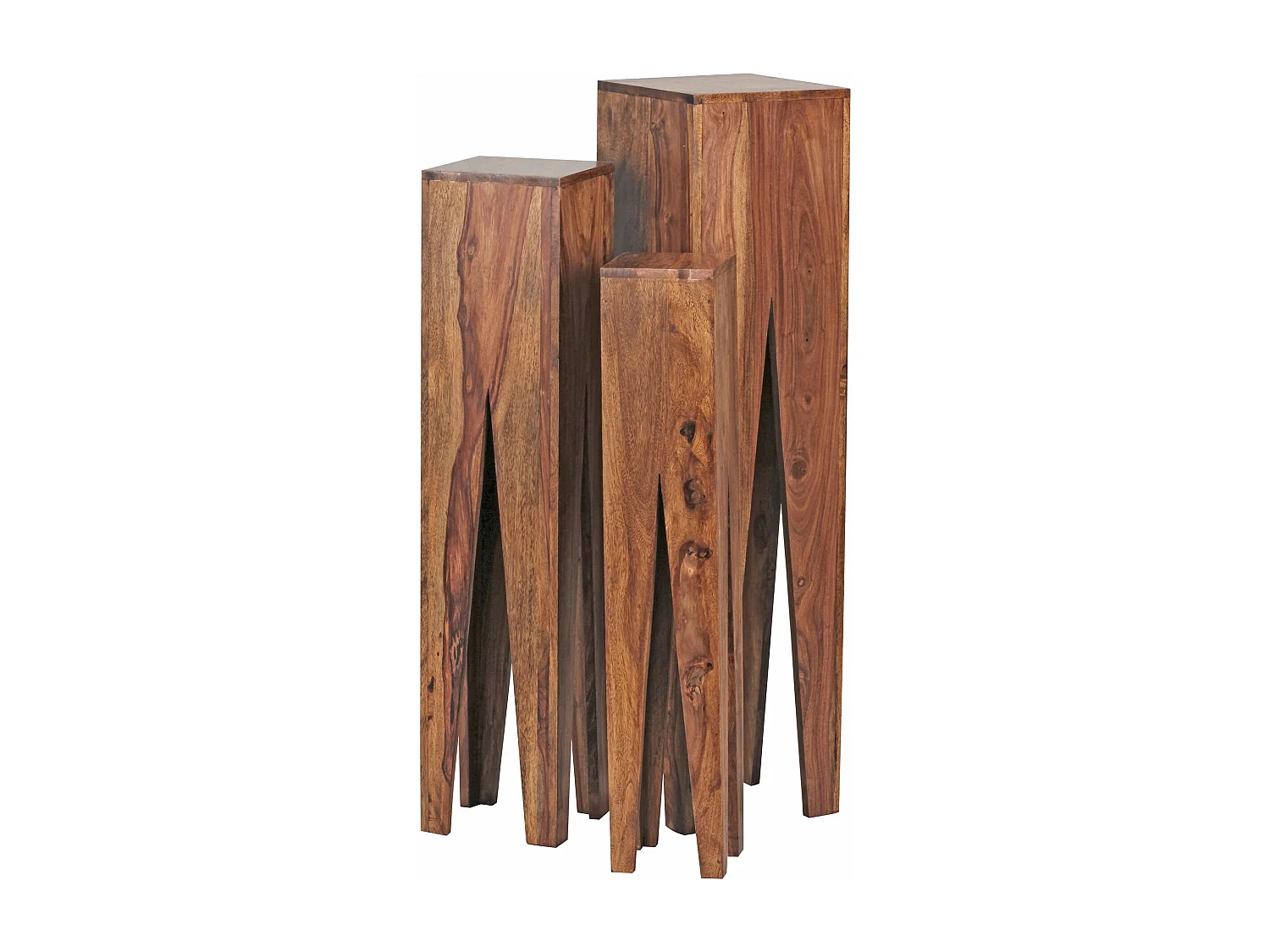 Bijzettafel Set van 3 kolommen Acacia massief houten salontafel ontwerp landelijke stijl vierkante salontafel