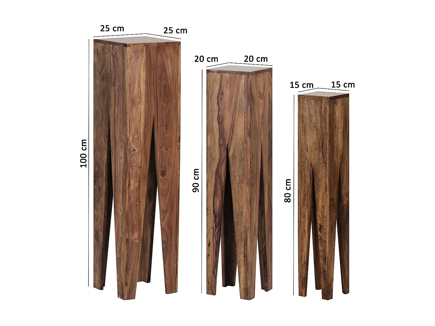 Beistelltisch 3er Set Sheesham Massivholz, Satztisch