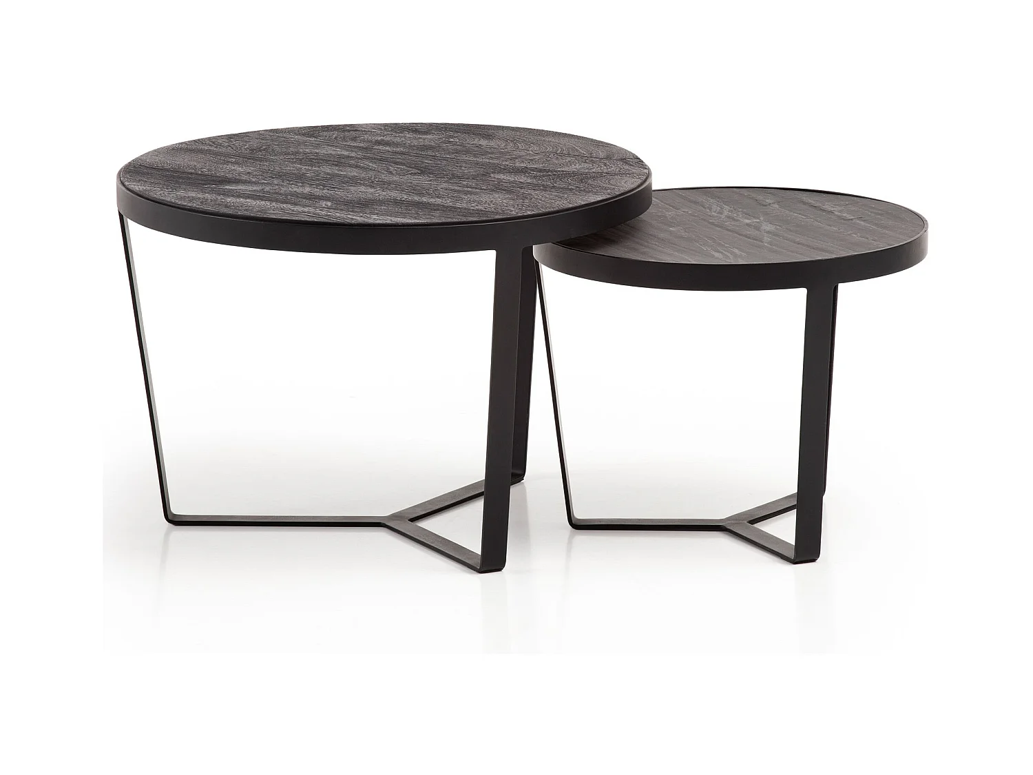 Salontafelset - Massief acaciahout zwart/antraciet - Modern design met nestfunctie