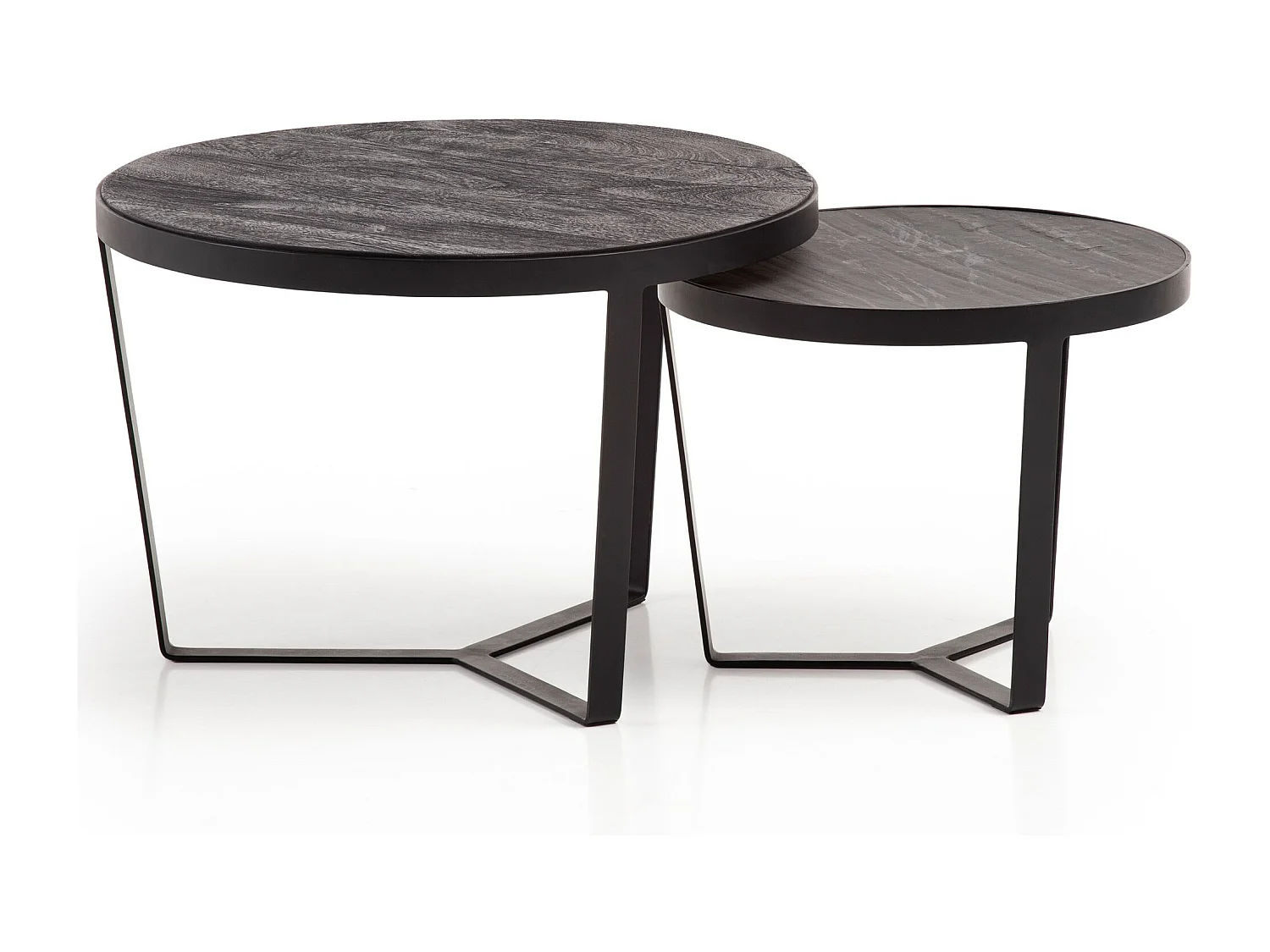 Salontafelset - Massief acaciahout zwart/antraciet - Modern design met nestfunctie