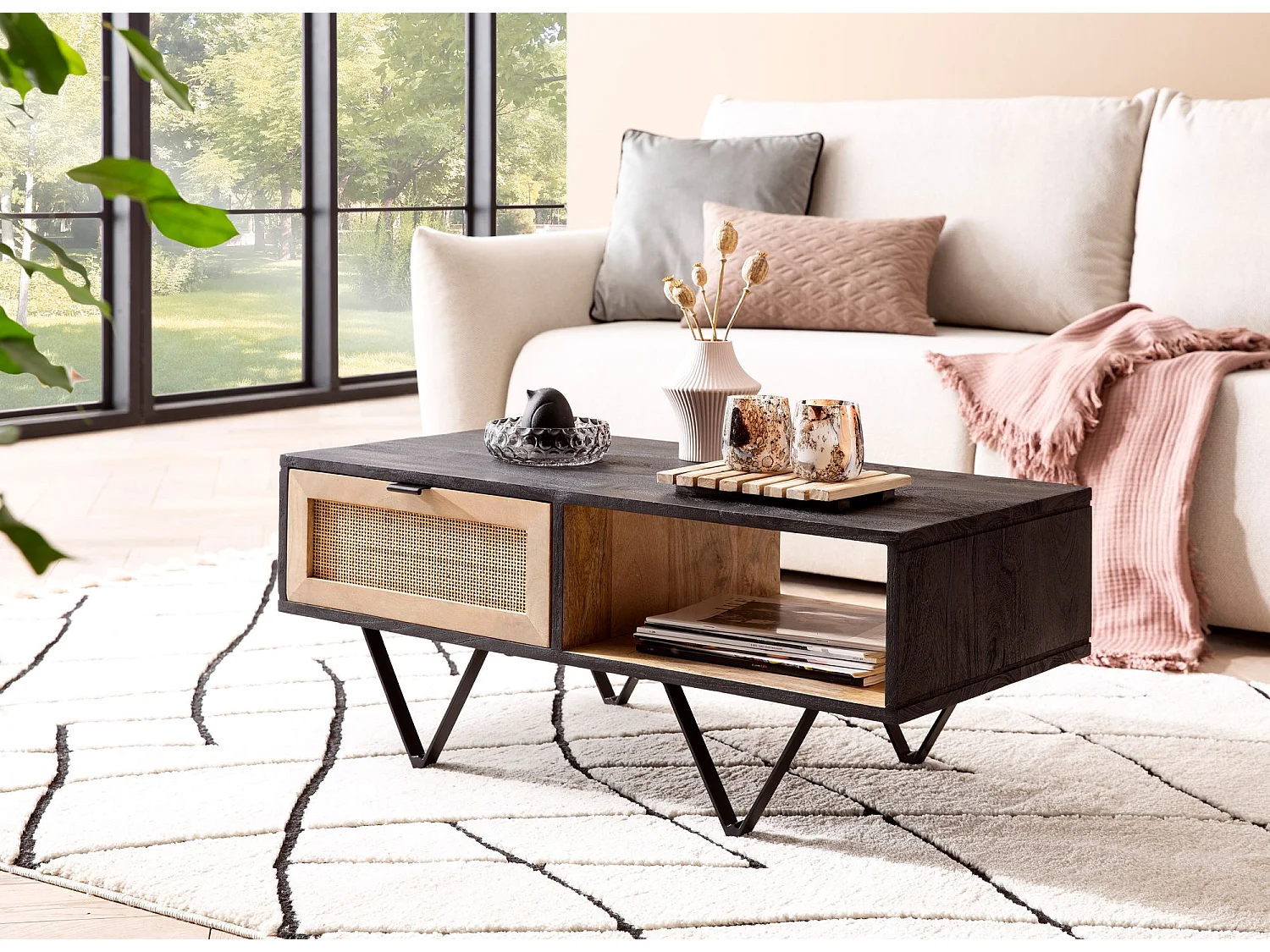 set de 2 tables gigognes BOHA table basse design en bois massif acacia 2 tables | Ensemble