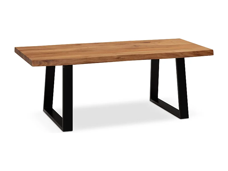 Couchtisch 120x60x46 cm Akazie Massivholz / Metall Baumkante, Design Wohnzimmertisch Rechteckig,