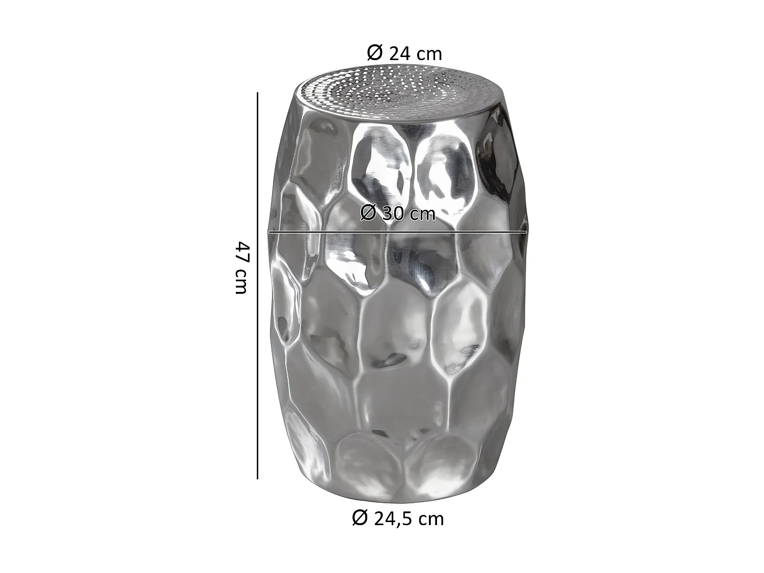 table d'appoint JADA 30x47x30cm table d'argent en aluminium oriental rond | Petite Hammerschlag