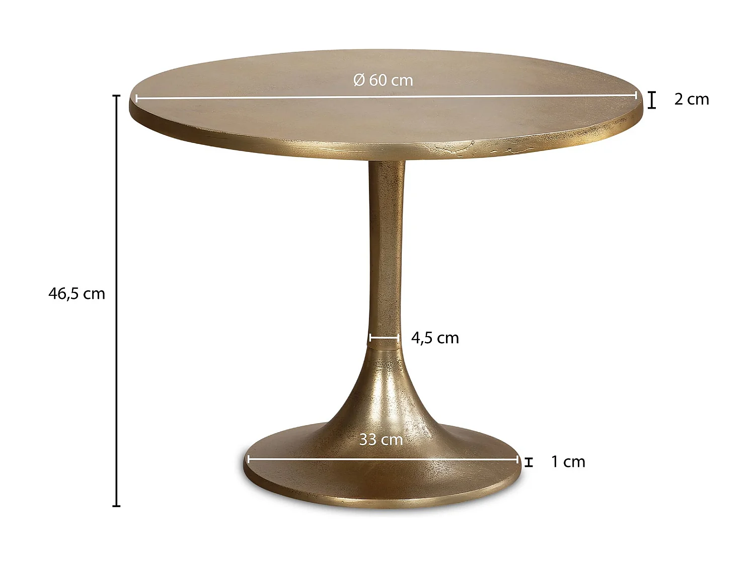 salontafel metaal goud 60x60x46,5 cm salontafel aluminium, design woonkamertafel rond, kleine salontafel modern, bijzettafel woonkamer