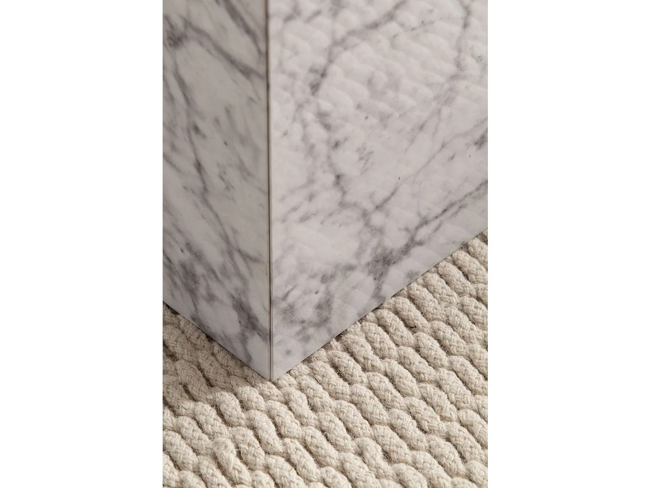 Salontafelset MONOBLOC - Wit hoogglans marmerlook - In elkaar schuivend design