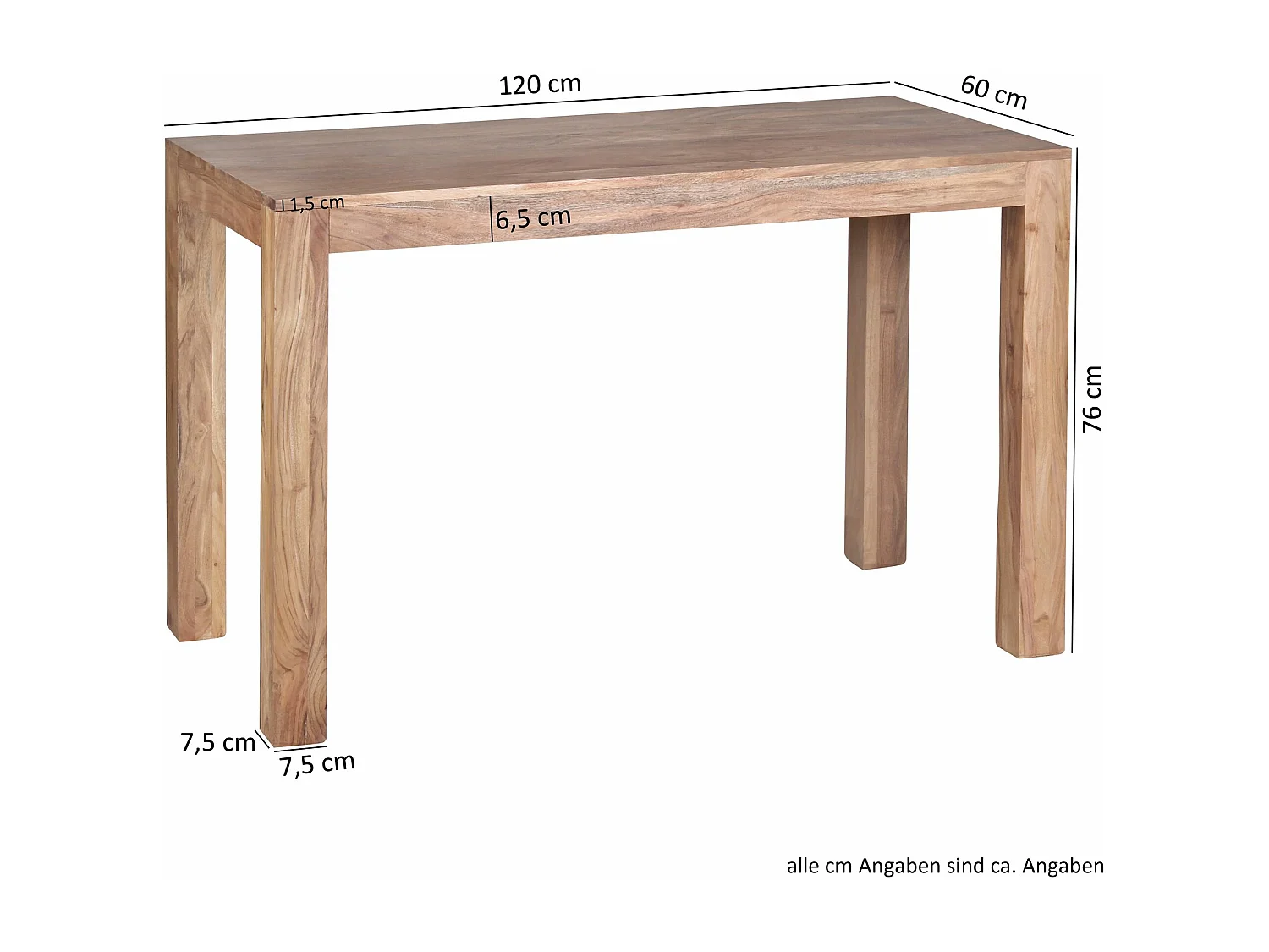eettafel massief houten acacia 120cm eettafel houten tafel Ontwerp keukentafel landelijke stijl donkerbruin