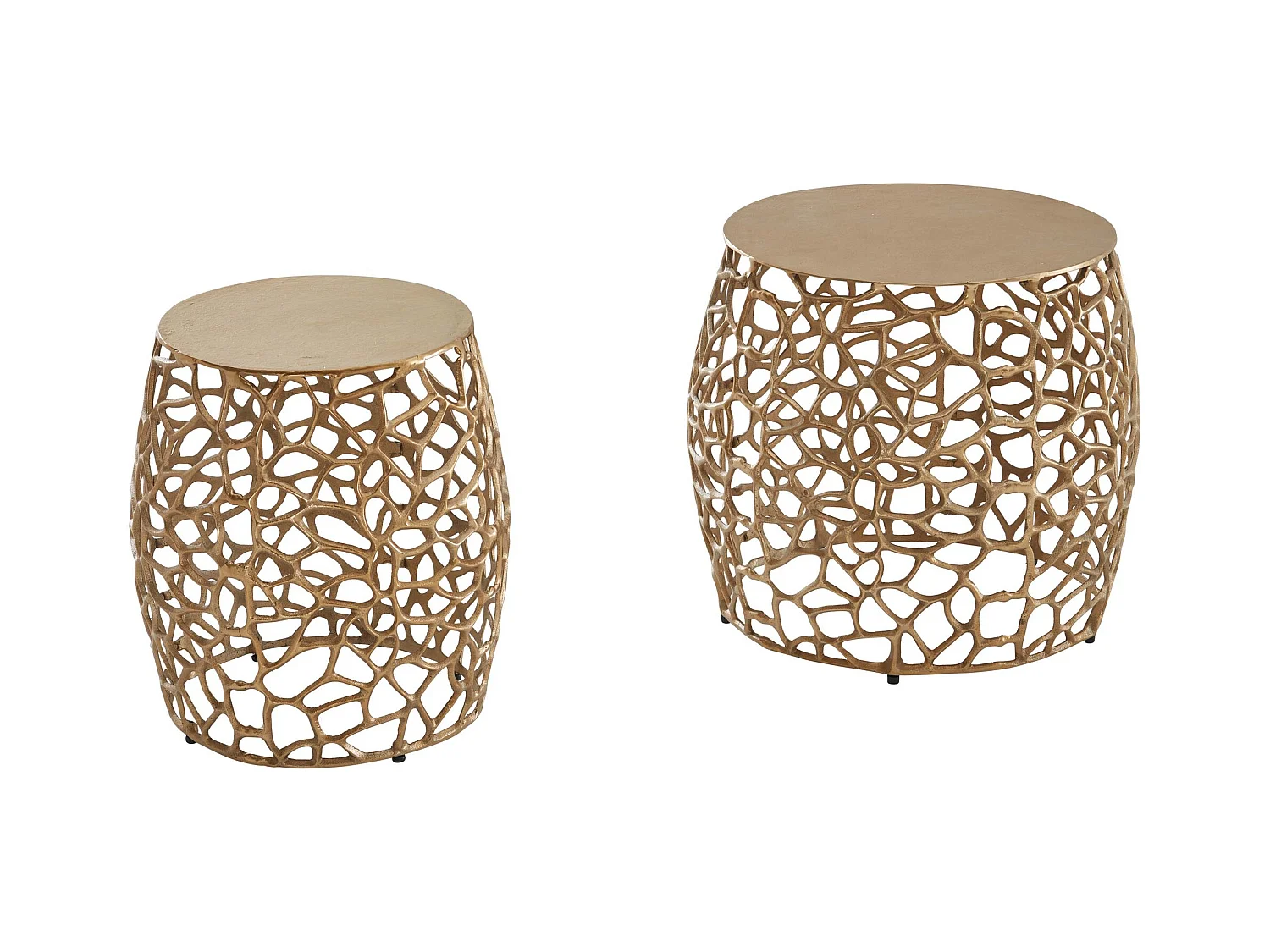 Tafel Set Metaal Salontafel Set van 2 Rond Goud Aluminium | Tafel Woonkamer Bijzettafel | Moderne Nesttafel Metalen Tafel