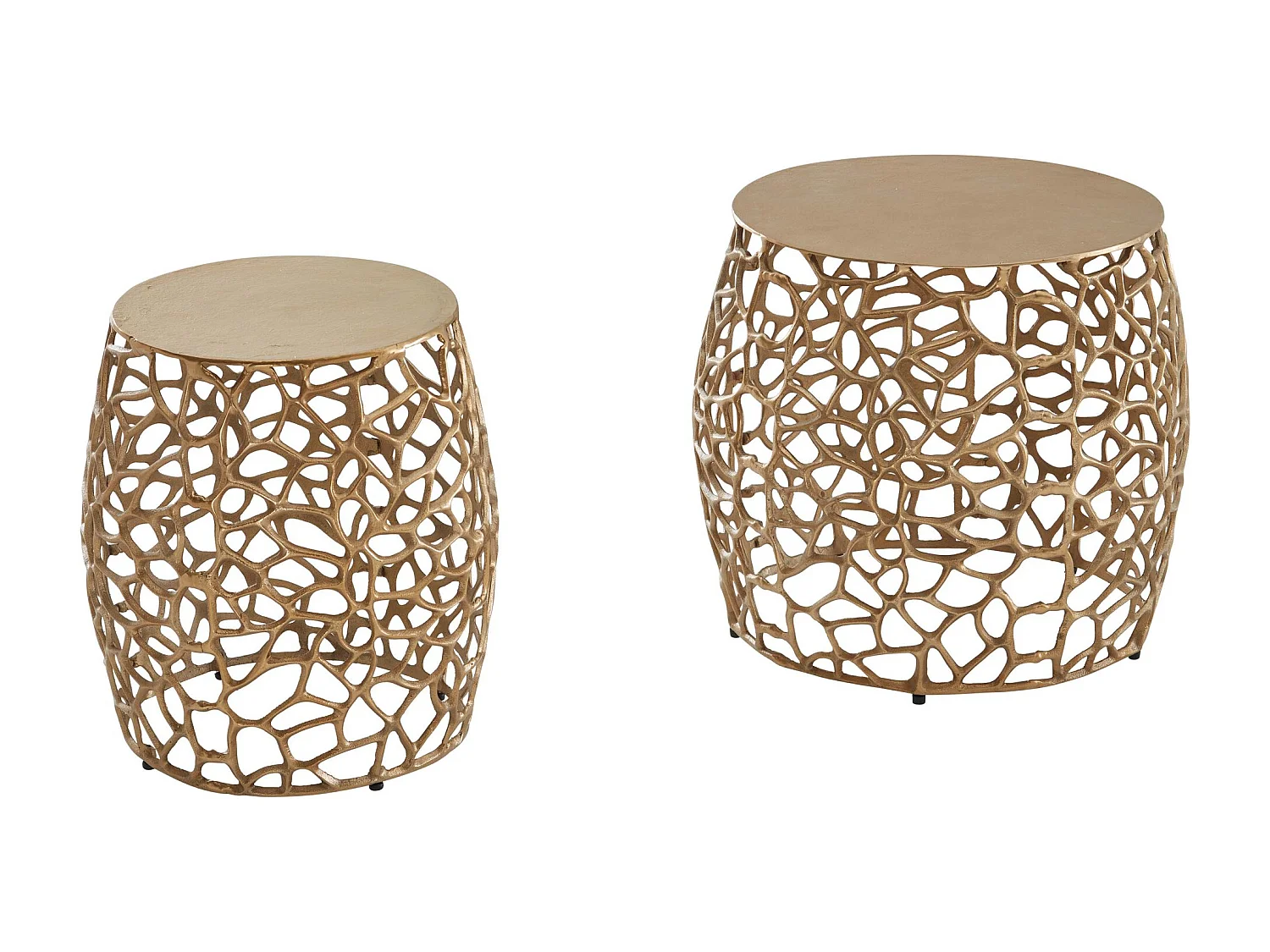 Table Gigogne Lot de 2 Aluminium Table d'appoint Or
