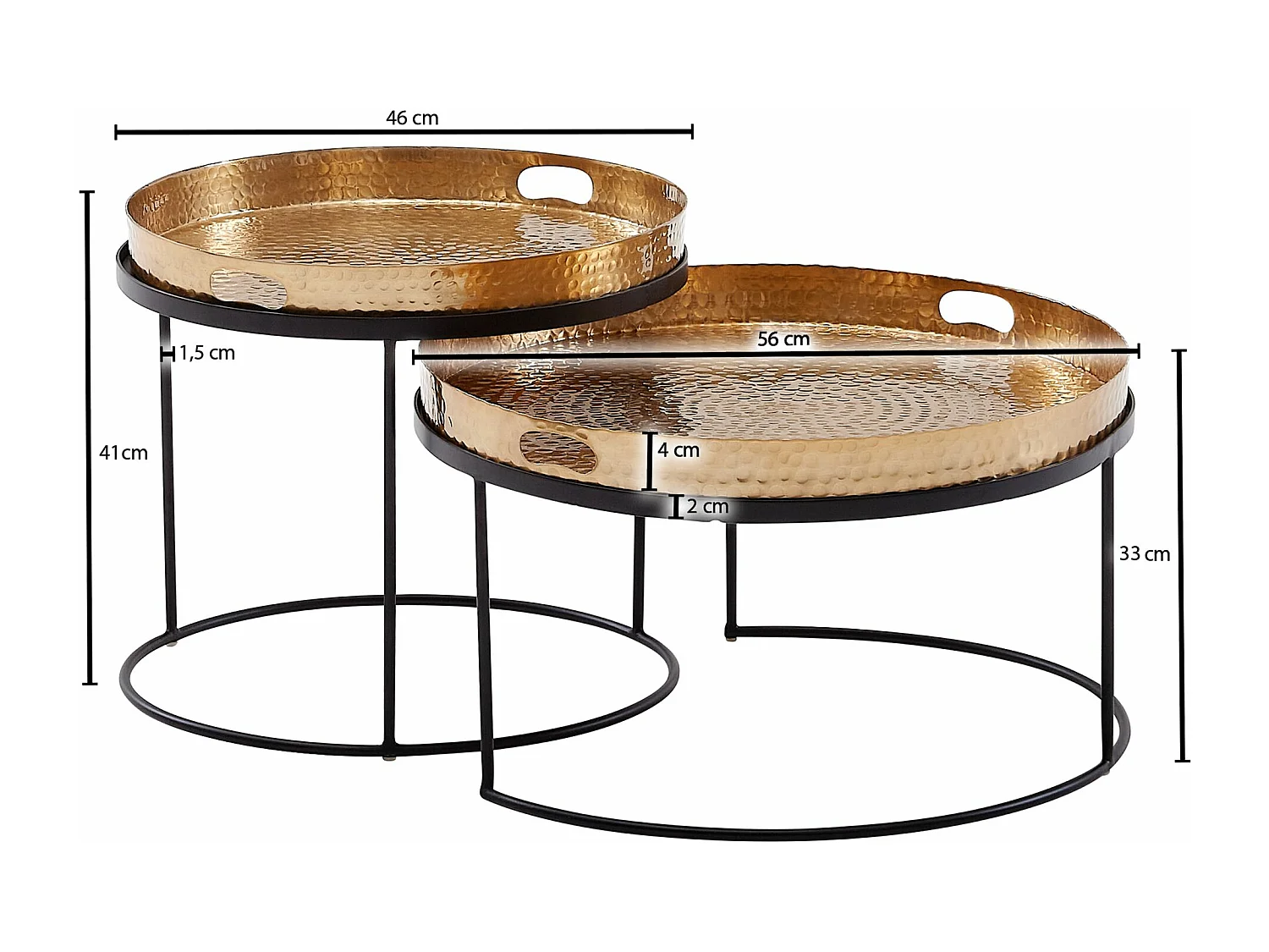Sky Style- Salontafel set van 2 koperen dienblad tafels - goud - salontafel - rond - modern interieur
