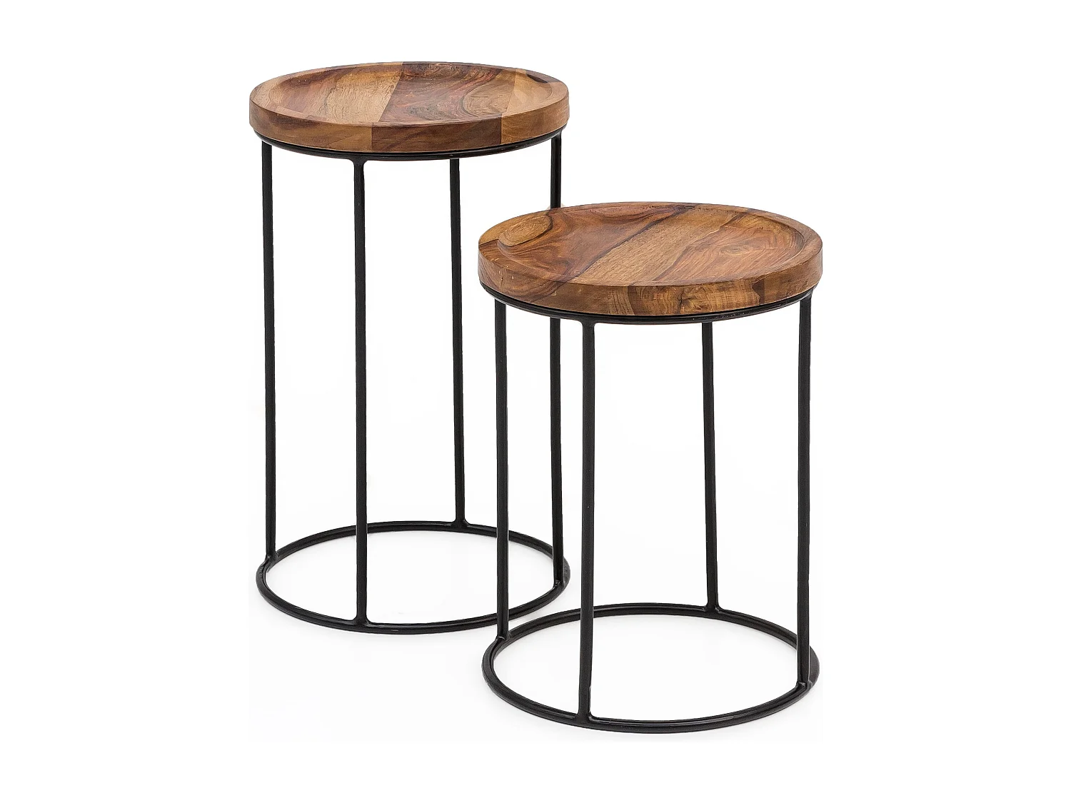 Niestafelset WL5.661 - Sheesham hout bruin - Uniek industrieel design