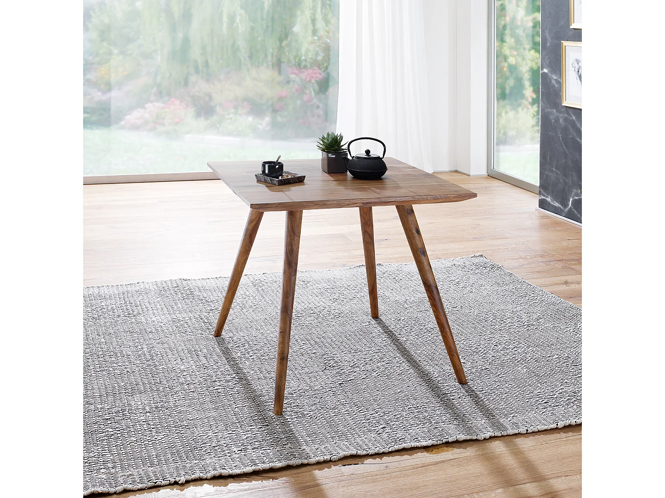 eetkamertafel REPA 80 x 80 x 76 cm Sheesham rustiek massief hout | Design landhuis eettafel | Tafel voor eetkamer vierkant | 4 mensen