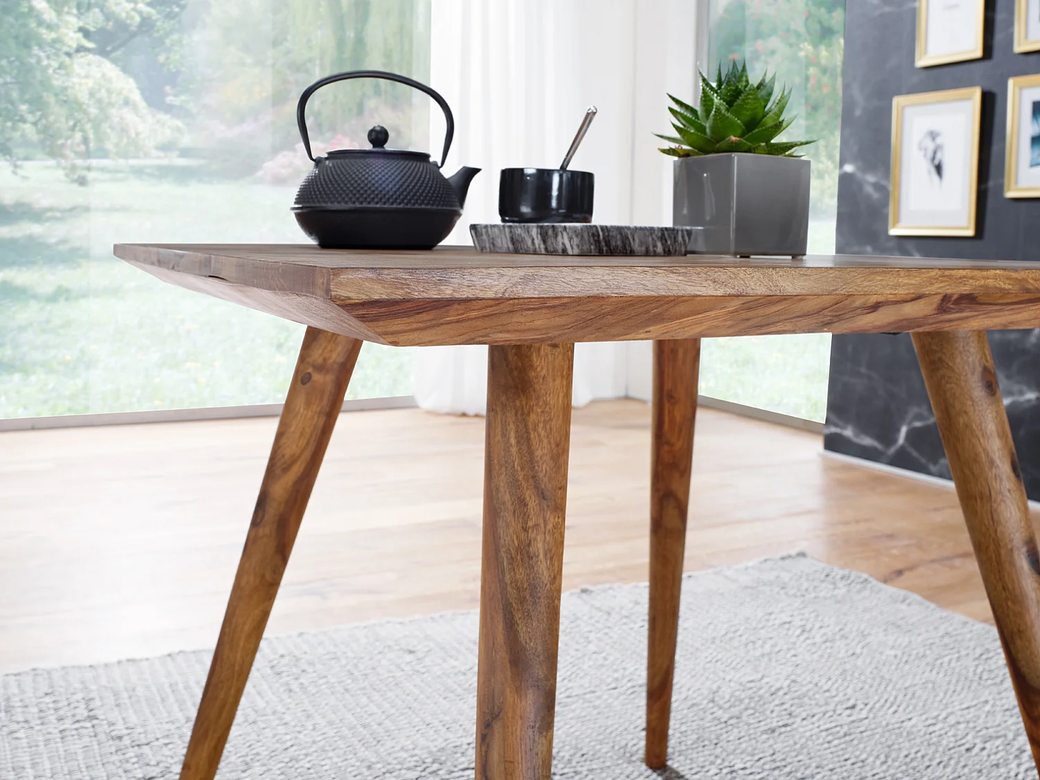 eetkamertafel REPA 80 x 80 x 76 cm Sheesham rustiek massief hout | Design landhuis eettafel | Tafel voor eetkamer vierkant | 4 mensen