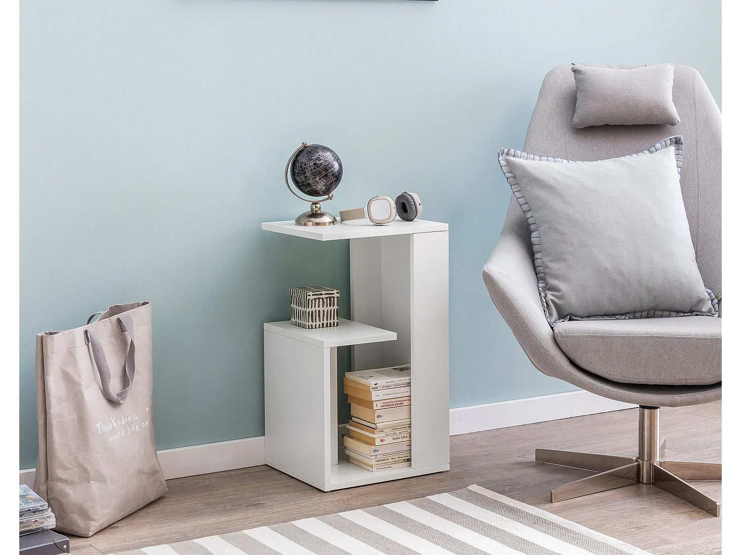 table d'appoint WL5.696 35x29,5x60 cm en bois blanc Design Canapé Cantilever | Table basse moderne