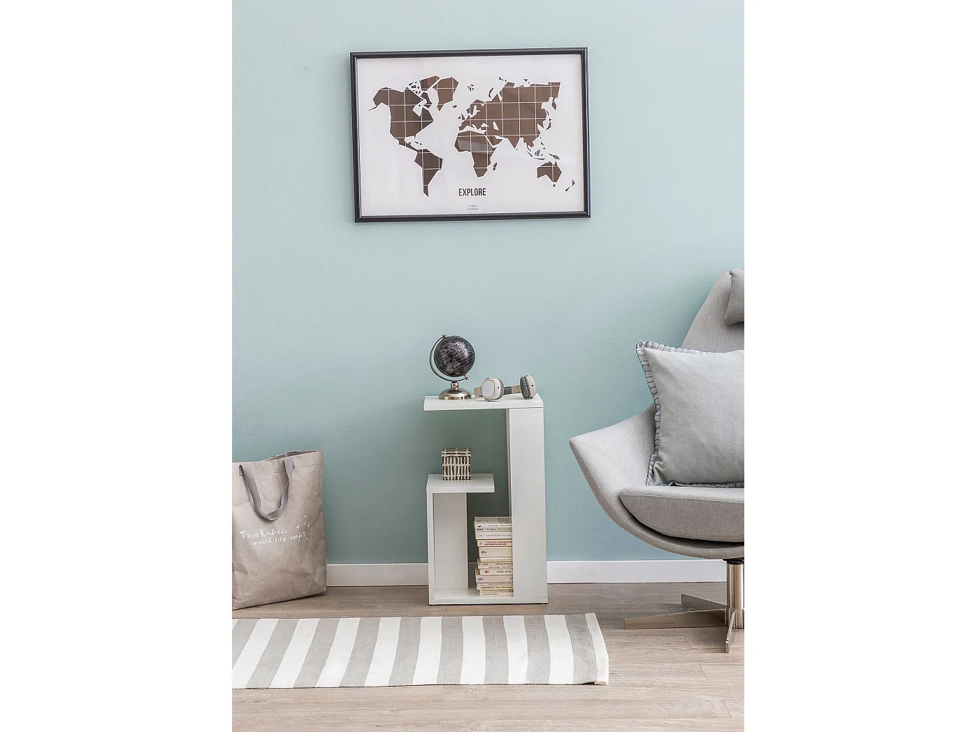 table d'appoint WL5.696 35x29,5x60 cm en bois blanc Design Canapé Cantilever | Table basse moderne