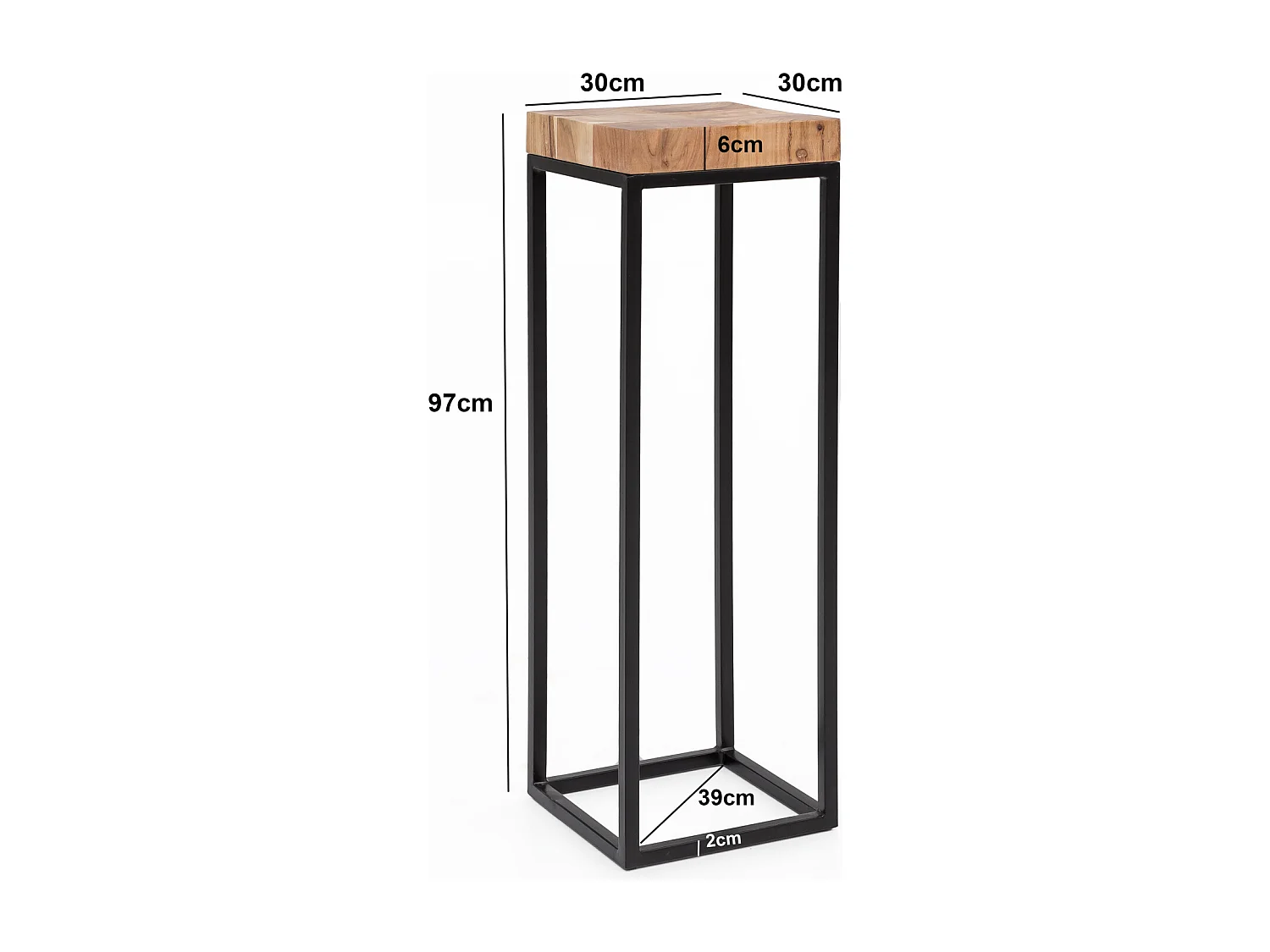 Massief houten tafel - hoge tafel - Hoge Bijzettafel - Industrieel