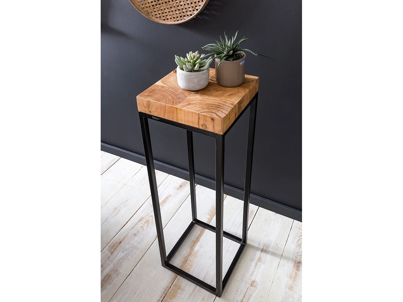 Massief houten tafel - hoge tafel - Hoge Bijzettafel - Industrieel