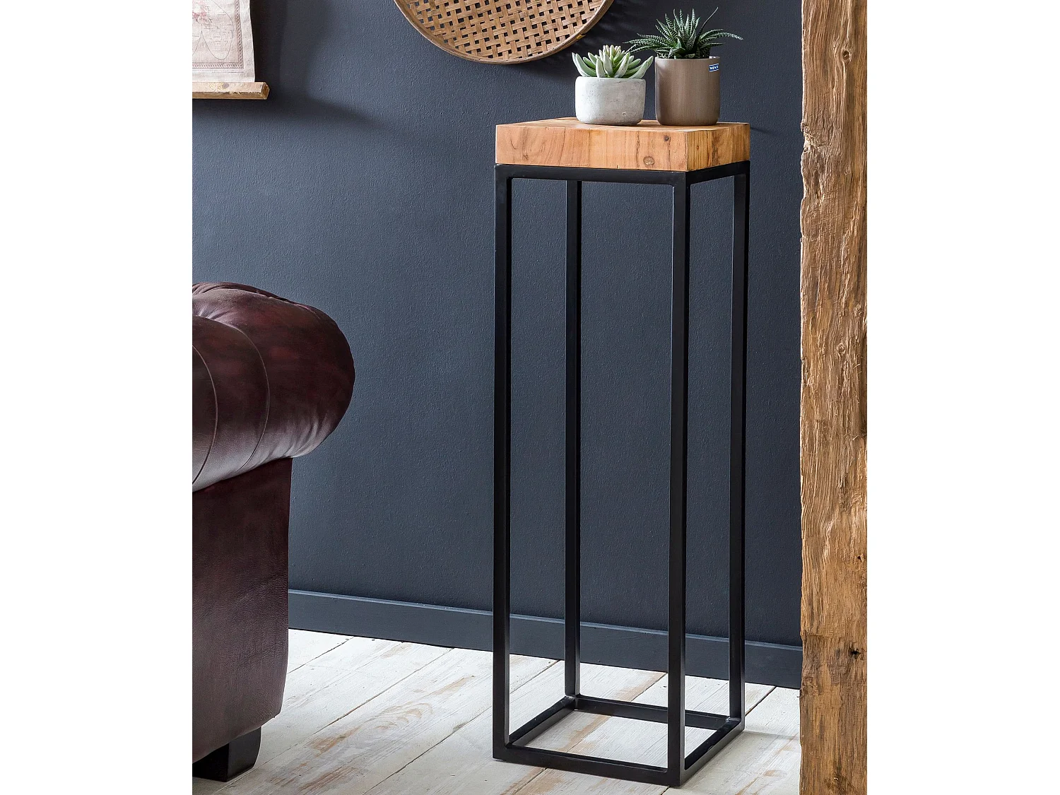 Massief houten tafel - hoge tafel - Hoge Bijzettafel - Industrieel