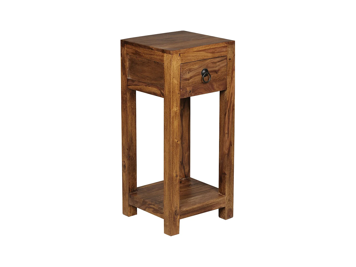 bijzettafel MUMBAI massief houten sheesham 68cm hoge woonkamertafel met lade design salontafel in landelijke stijl