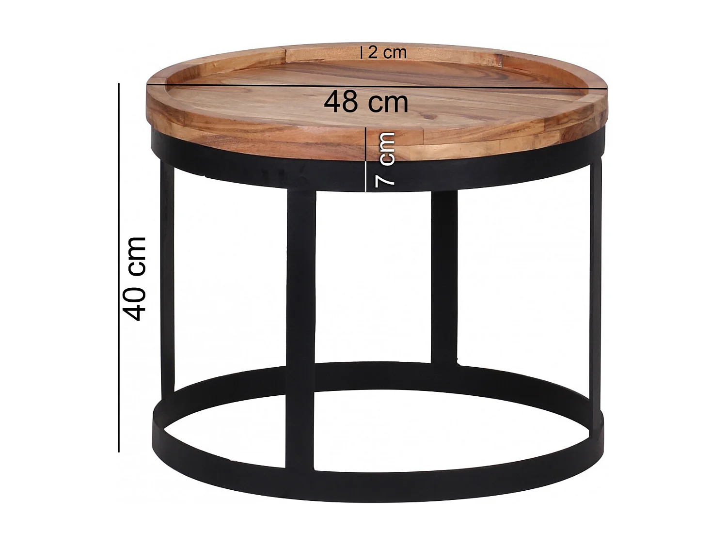 set van 2 bijzettafels AKOLA massief houten acacia woonkamertafel landelijke stijl bijzettafel metalen frame natuurlijk hout
