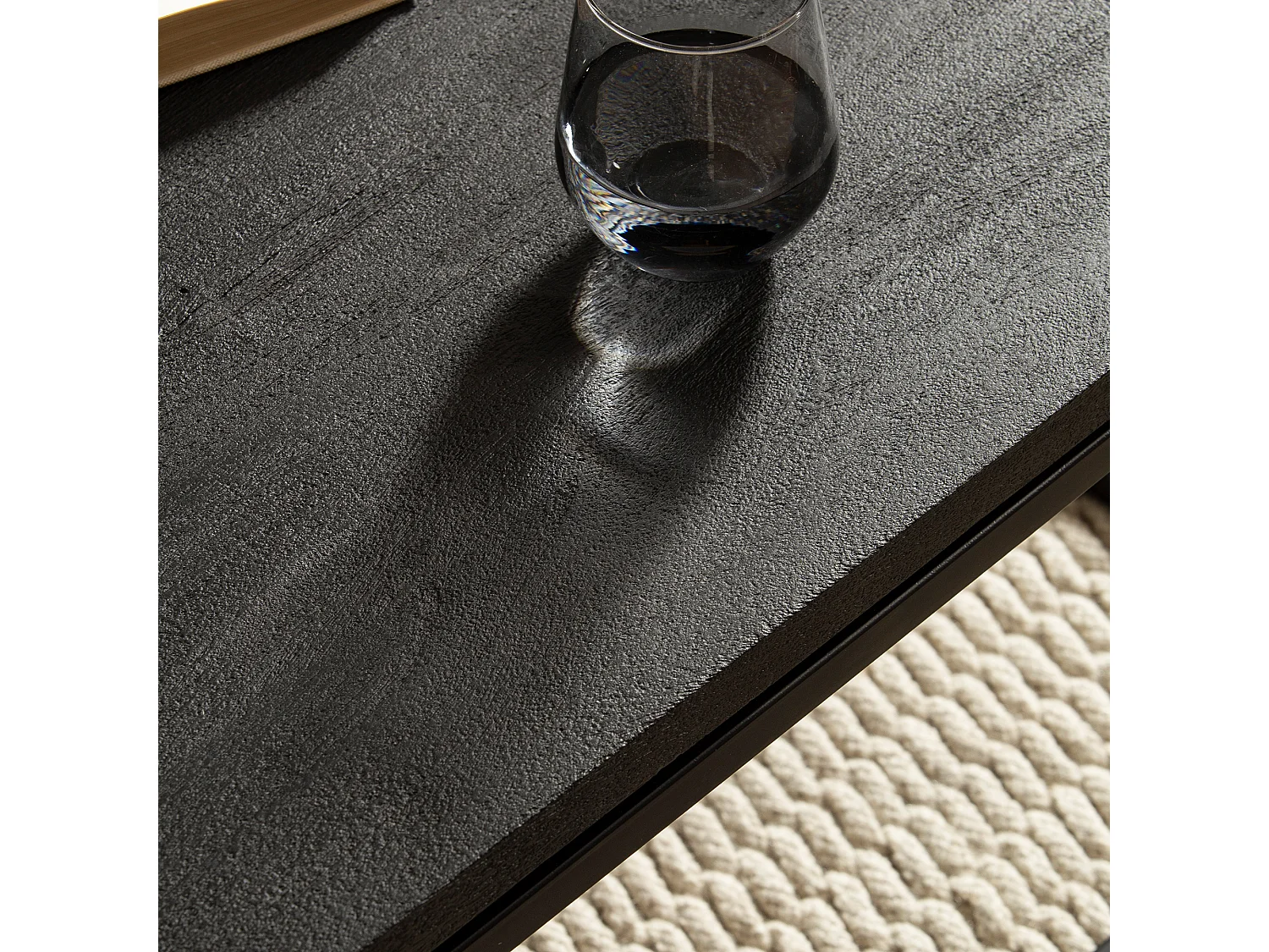 salontafel 120x60x40 cm mango massief hout / metaal zwarte salontafel rechthoekig, design woonkamertafel met natuurlijke houtnerf, salontafel woonkamer modern