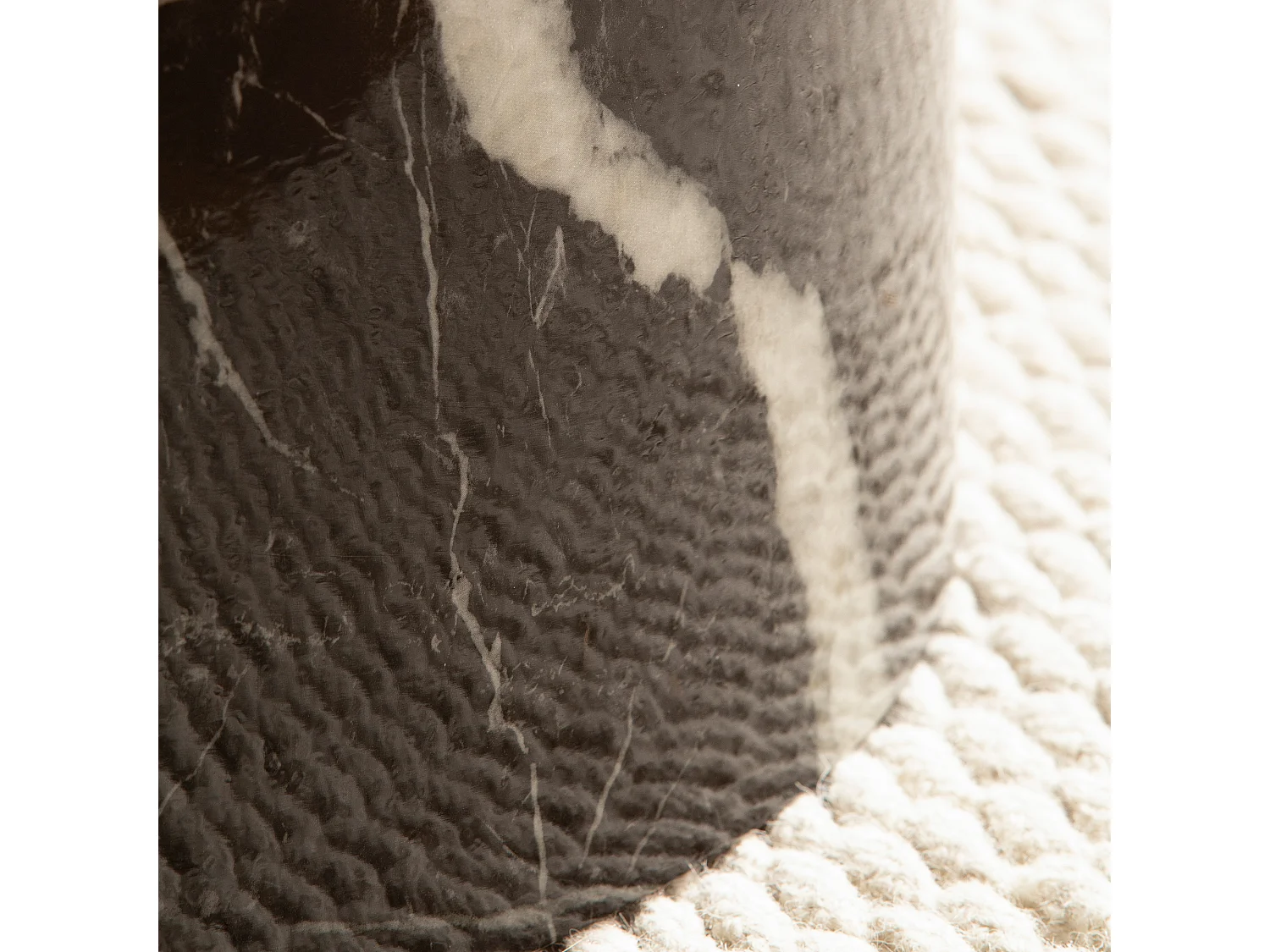 Table Basse de Salon MONOBLOC Aspect Marbre Noir 60x60x30 cm Ronde, Petite Table de Canapé