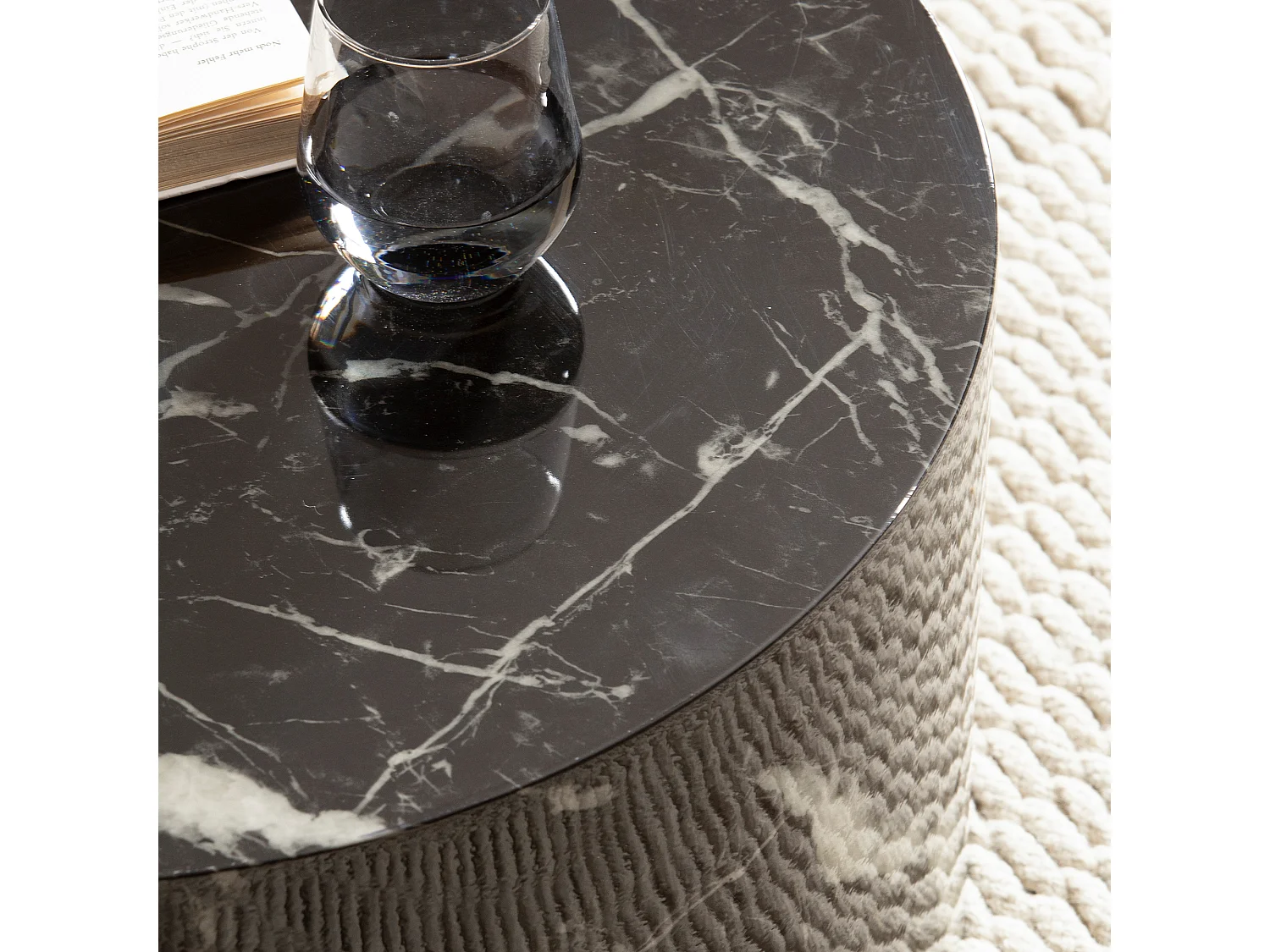 Salontafel MONOBLOC - Zwart hoogglans 60x60x30 cm - Elegante marmerlook