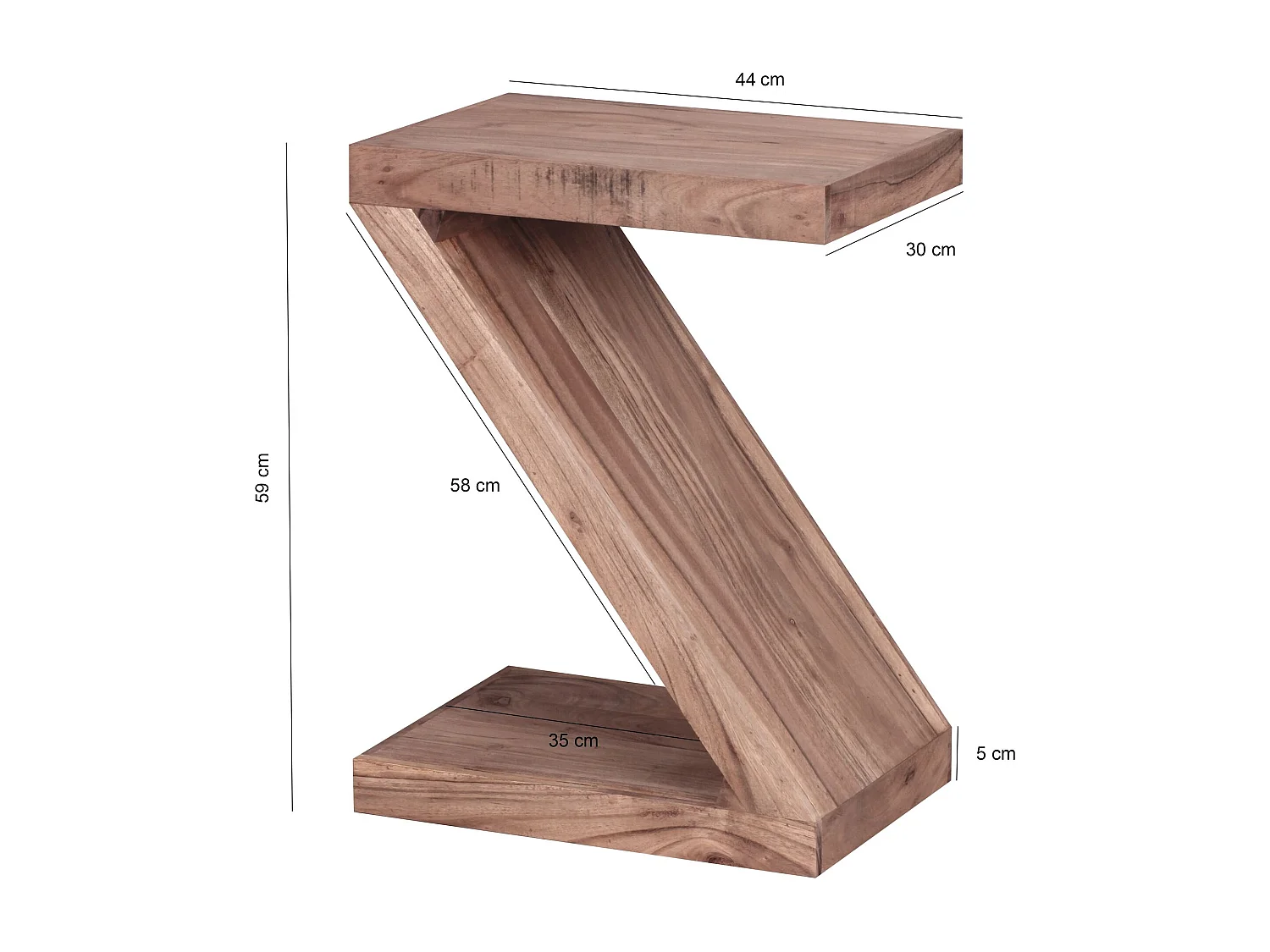 bijzettafel MUMBAI massief houten acacia Z Cube 60cm hoge salontafel design bruine salontafel in landelijke stijl