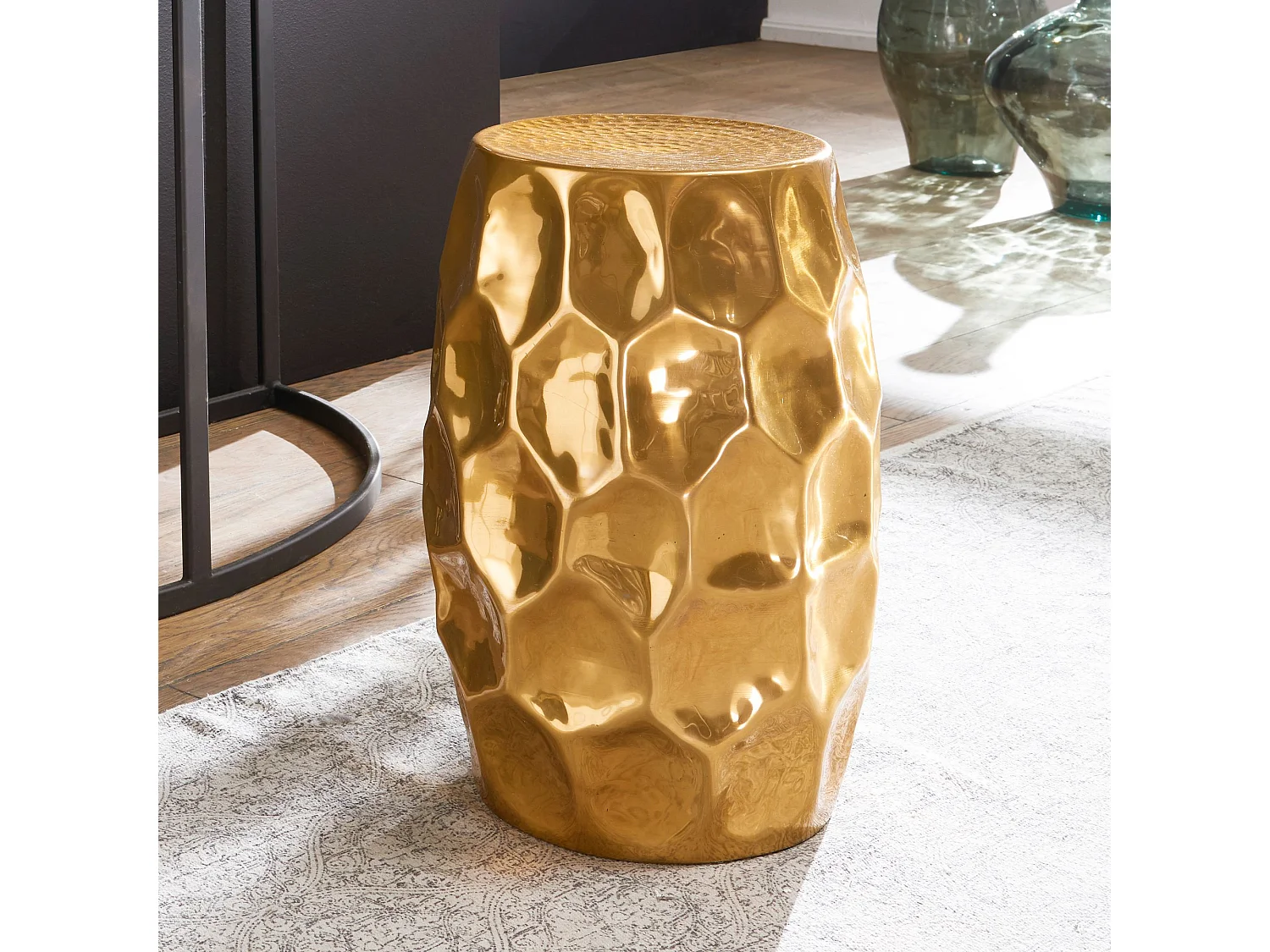 table d'appoint JADA 30x47x30cm aluminium or table orientale ronde | Petite Hammerschlag