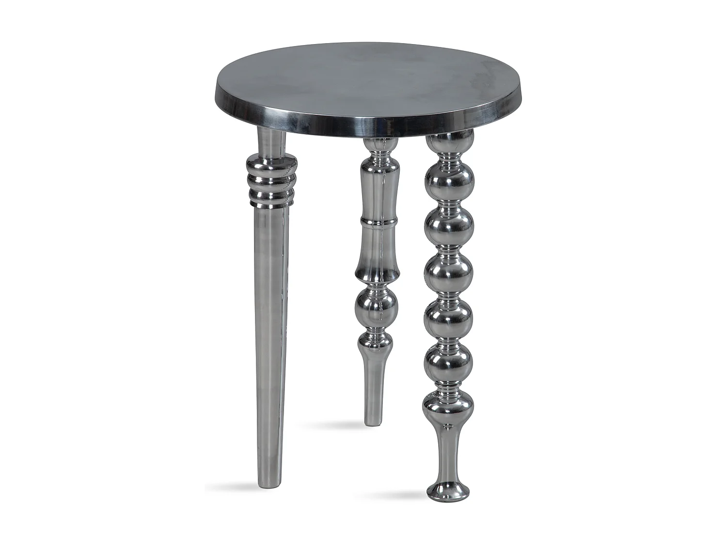 Bijzettafel - Aluminium/Zilver 44x44x63 cm - Driepoot design met unieke uitstraling